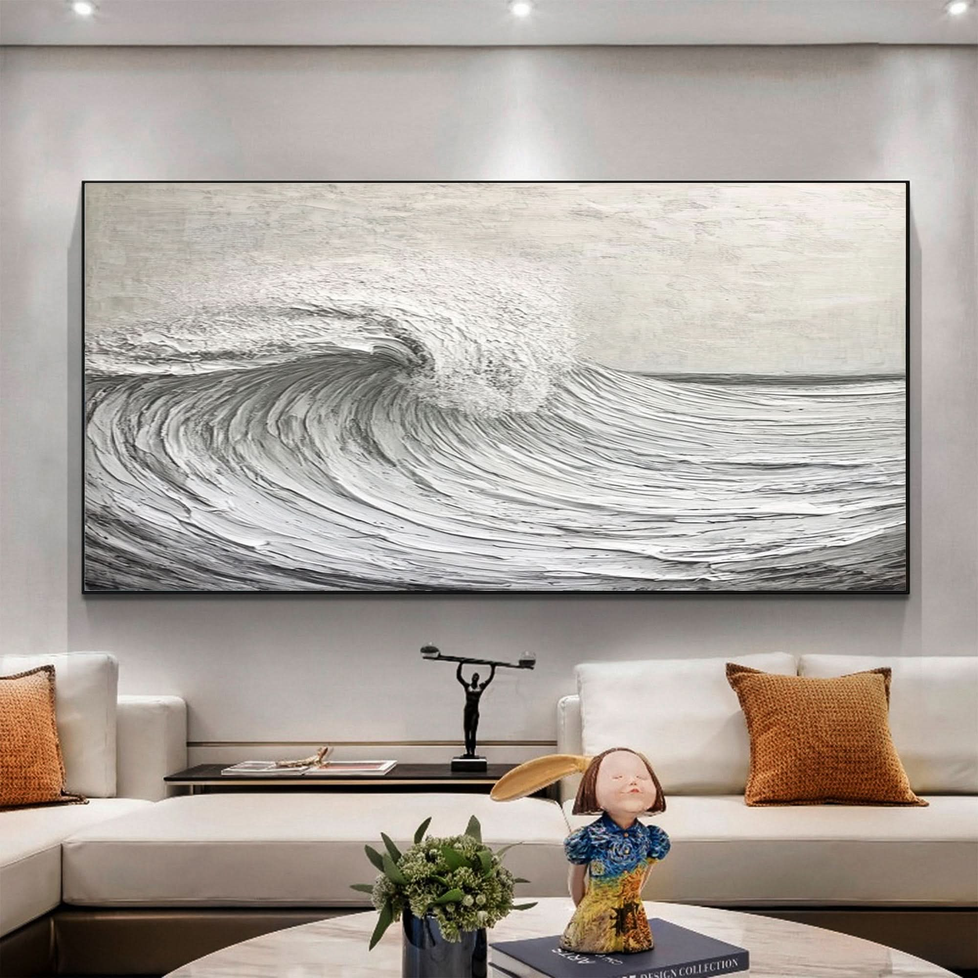 Modern Nature Inspired Wall Art Textured Wave Oil Painting #BBM 032