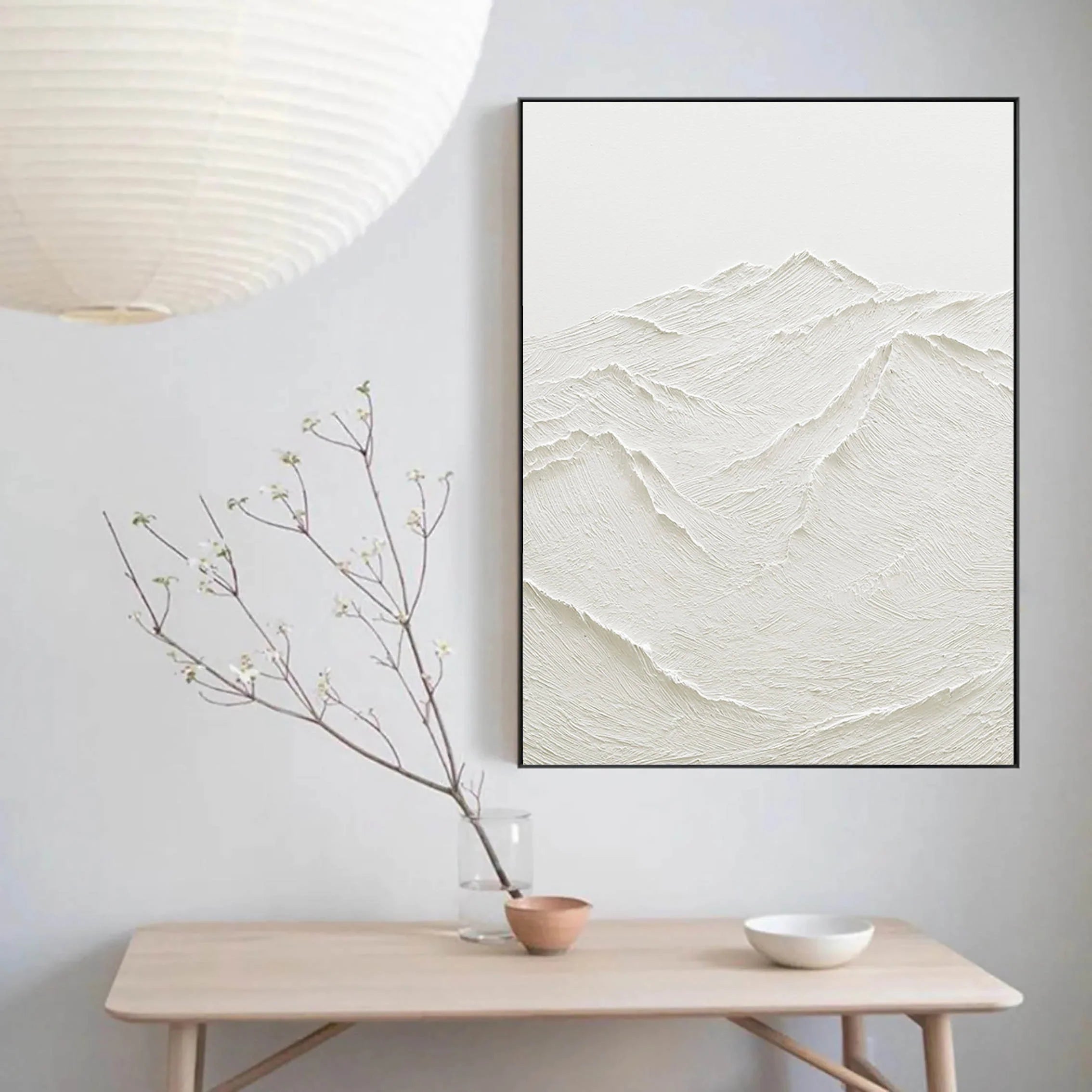 Minimalist White Textured Plaster Painting Original Oversized Wall Art for Bedroom/Living Room