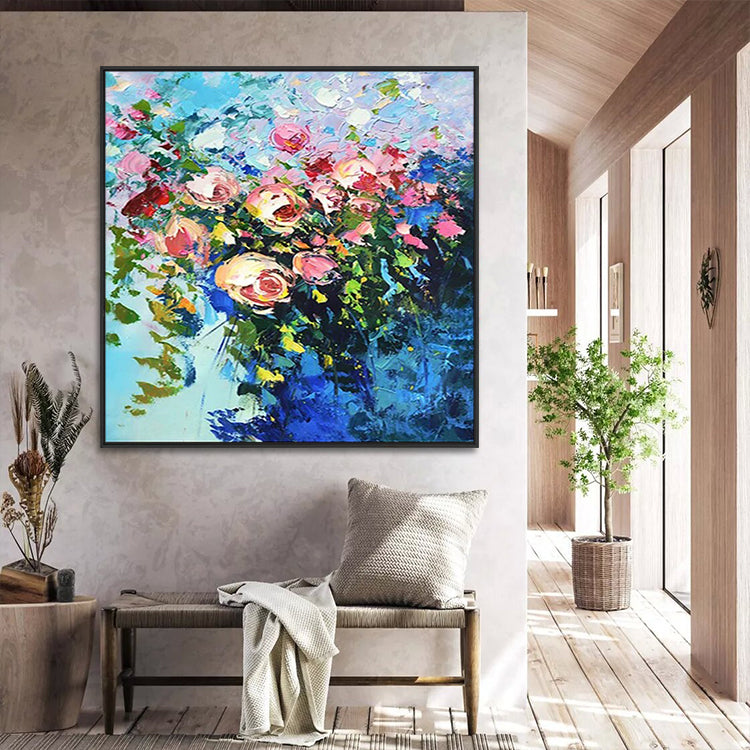 Living Room Original Oil Painting: Nature's Vitality