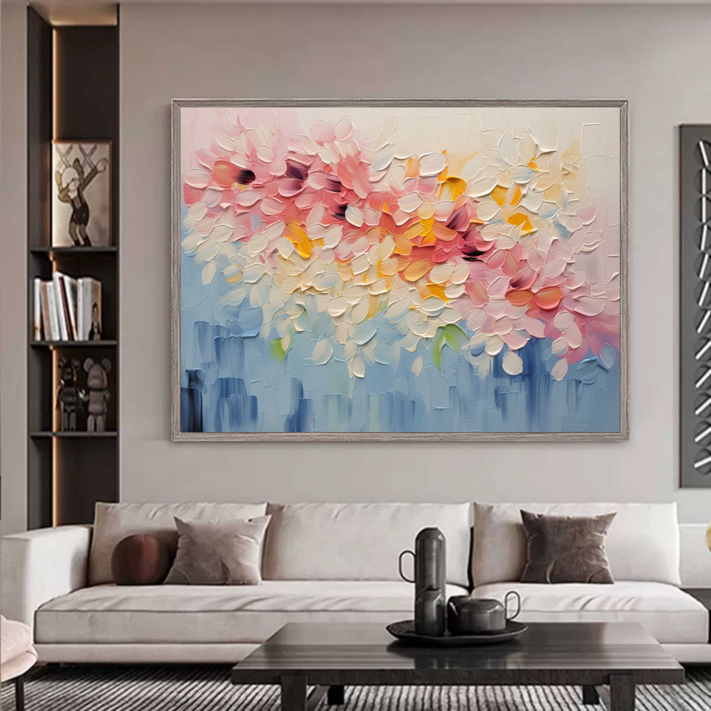 Large Colorful Petals Canvas Art Colorful Petals Oil Painting Colorful Petals Texture Wall Painting 