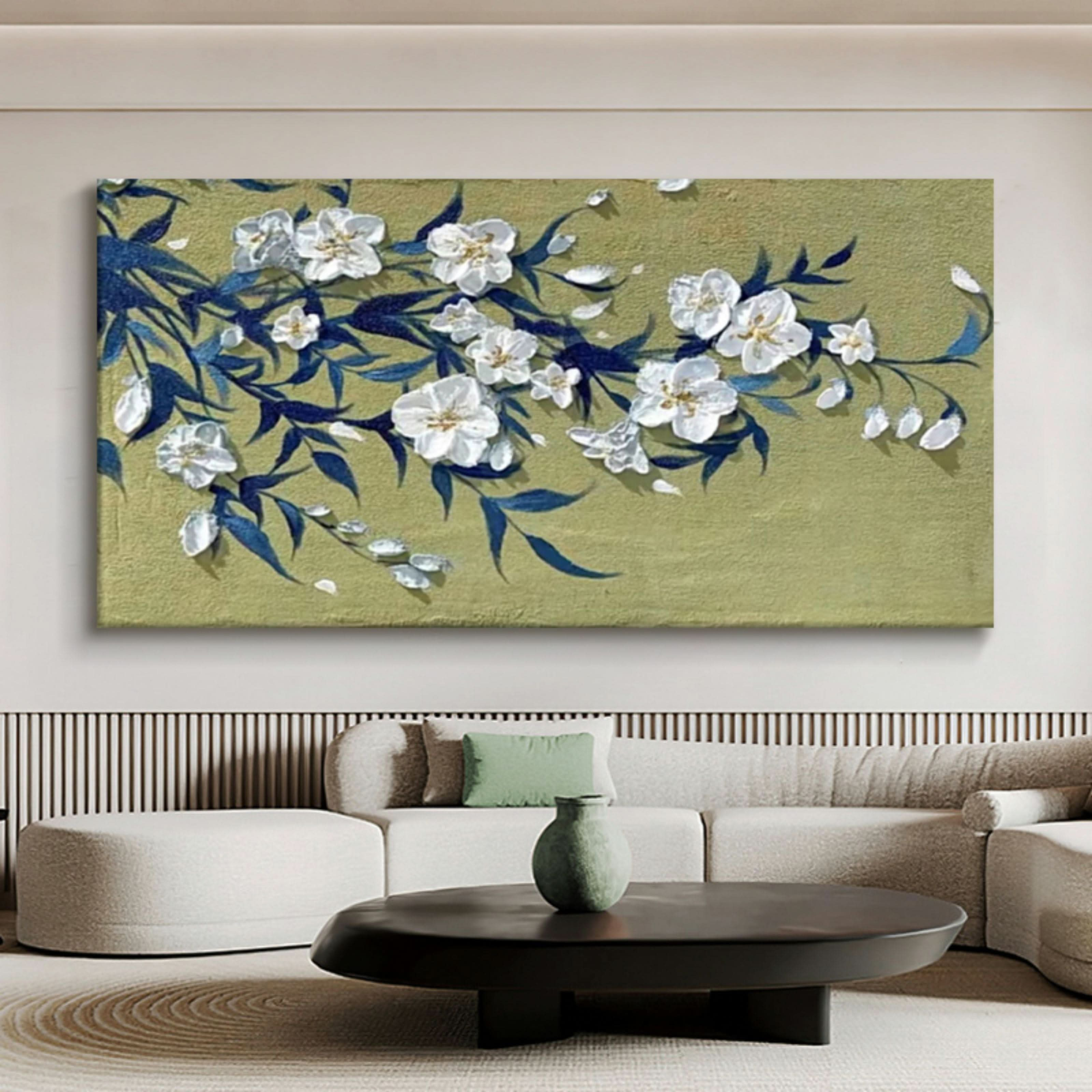 Large 3D Flowers Oil Painting Panoramic Flowers Texture Wall Art Home Decor Flowers Canvas Art Wabi-sabi Art