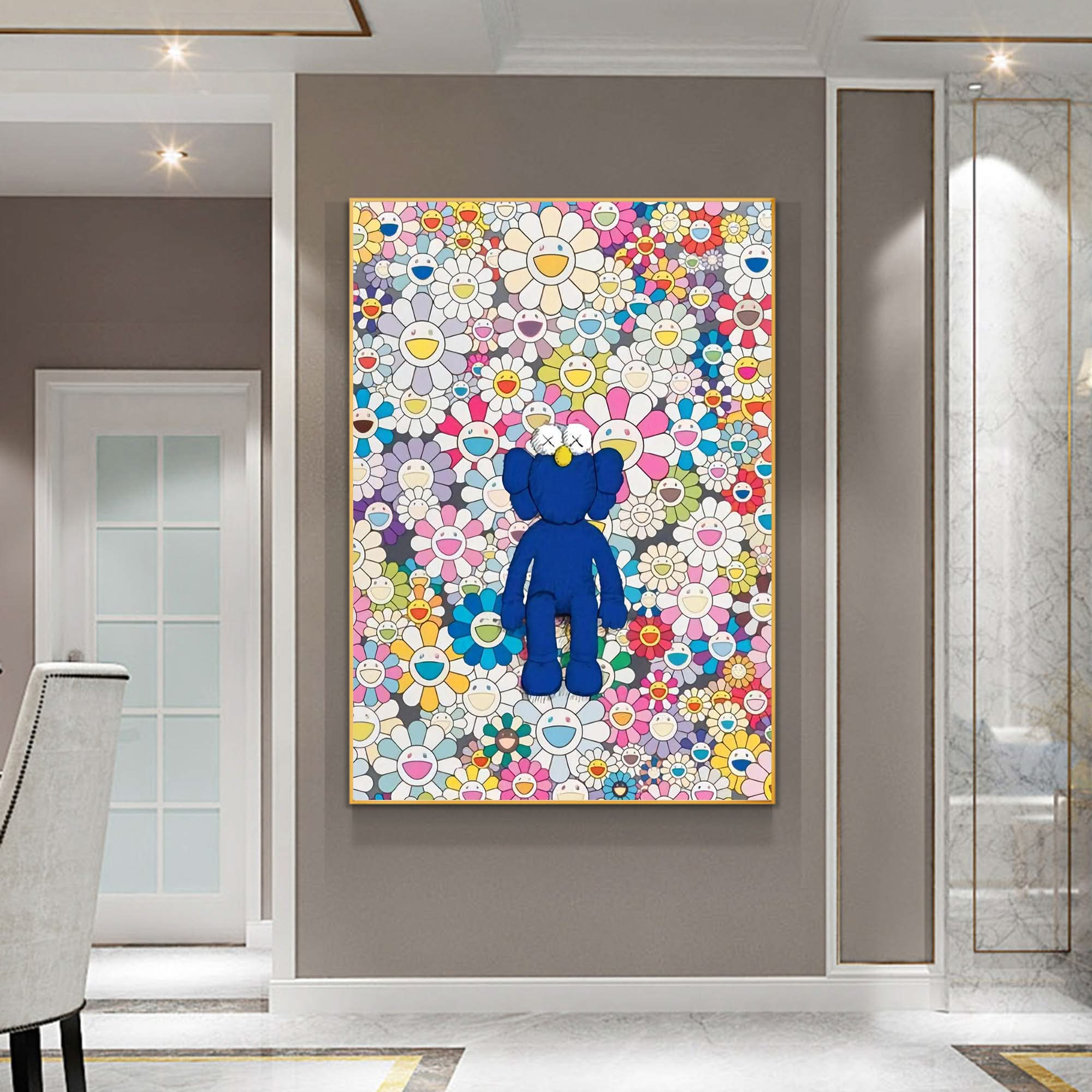 Colorful Kaws painting Colorful Kaws pop art Colorful Kaws3D Texture Wall Painting Kaws Canvas Art