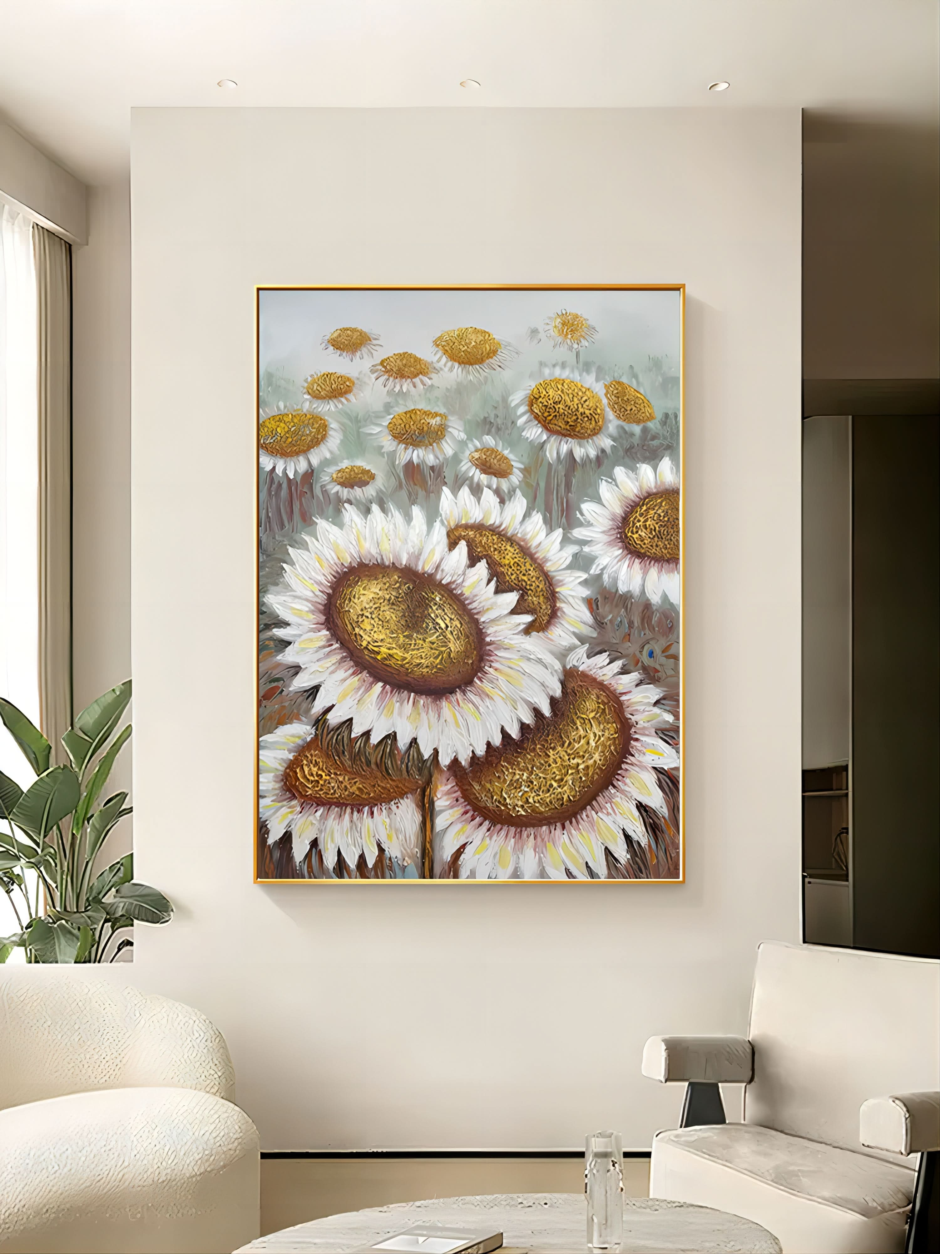 Sunflower Textured Acrylic Painting 3D Sunflower Wall Art Large Sunflower Home Decor