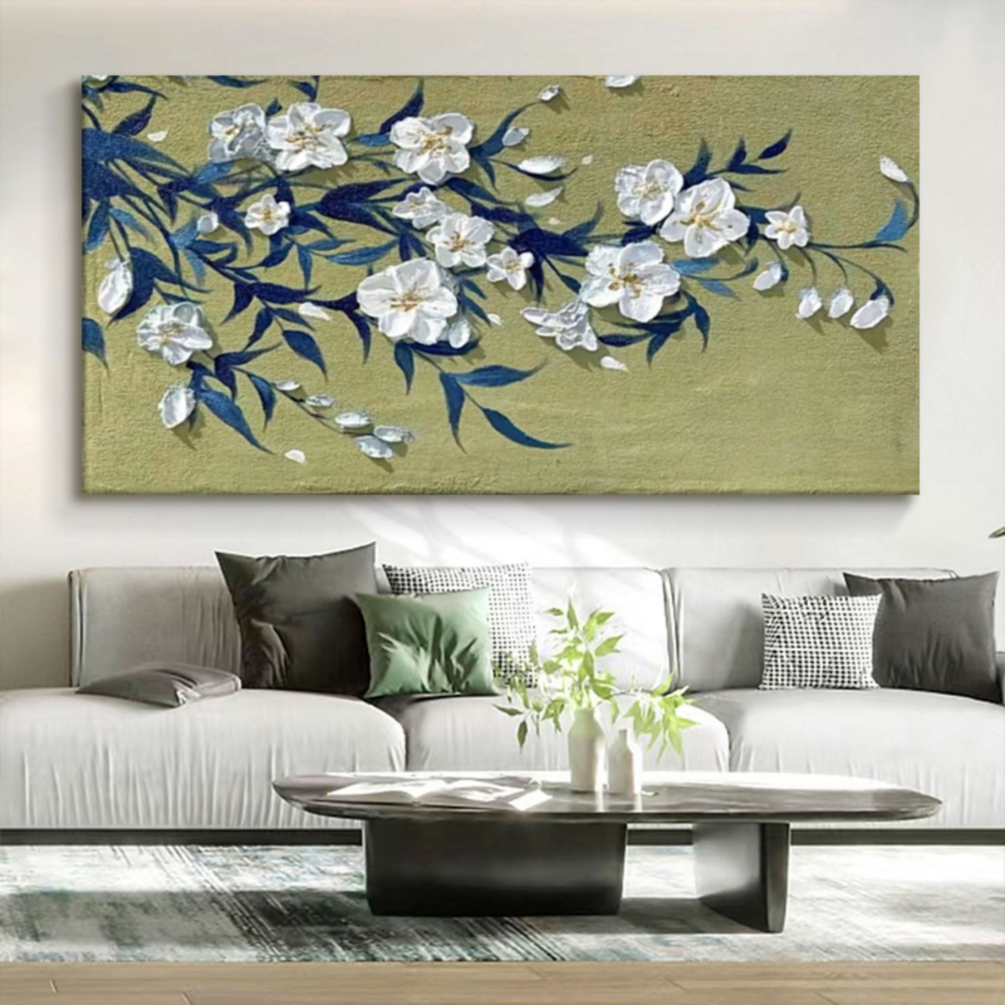 Large 3D Flowers Oil Painting Panoramic Flowers Texture Wall Art Home Decor Flowers Canvas Art Wabi-sabi Art