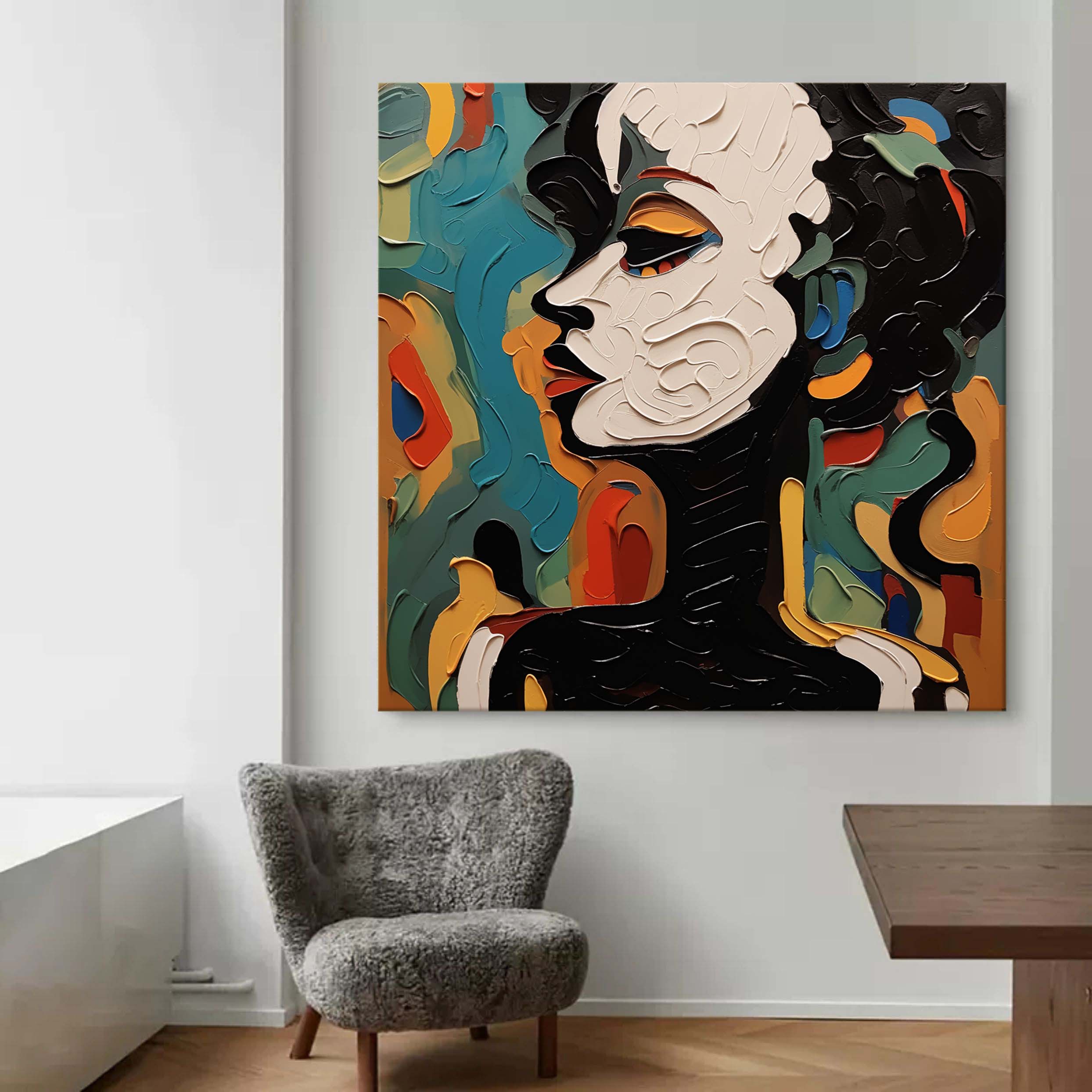 Abstract Human Face Palette Canvas Art Beautiful Abstract Woman Palette Wall Art Woman Texture Oil Painting