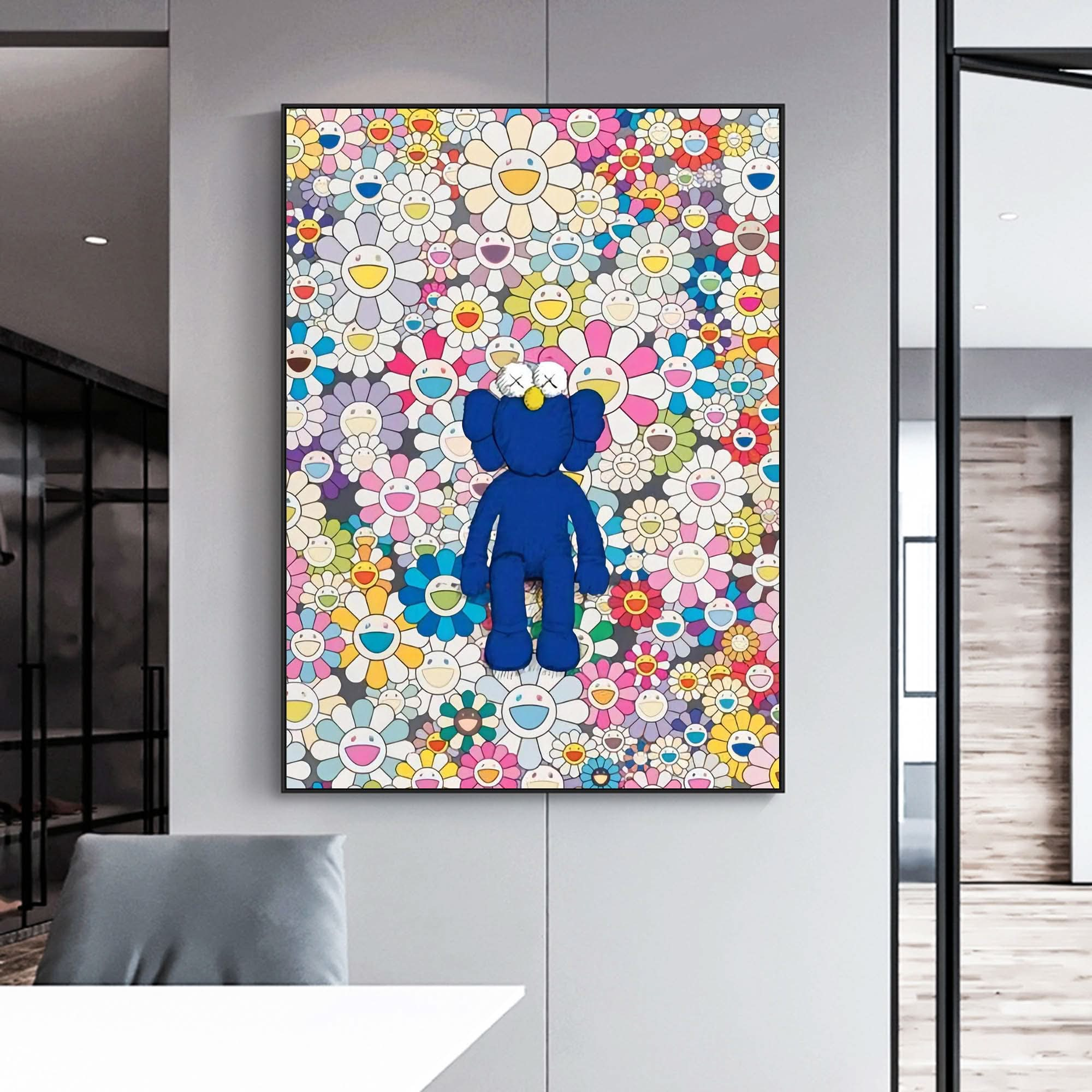 Colorful Kaws painting Colorful Kaws pop art Colorful Kaws3D Texture Wall Painting Kaws Canvas Art