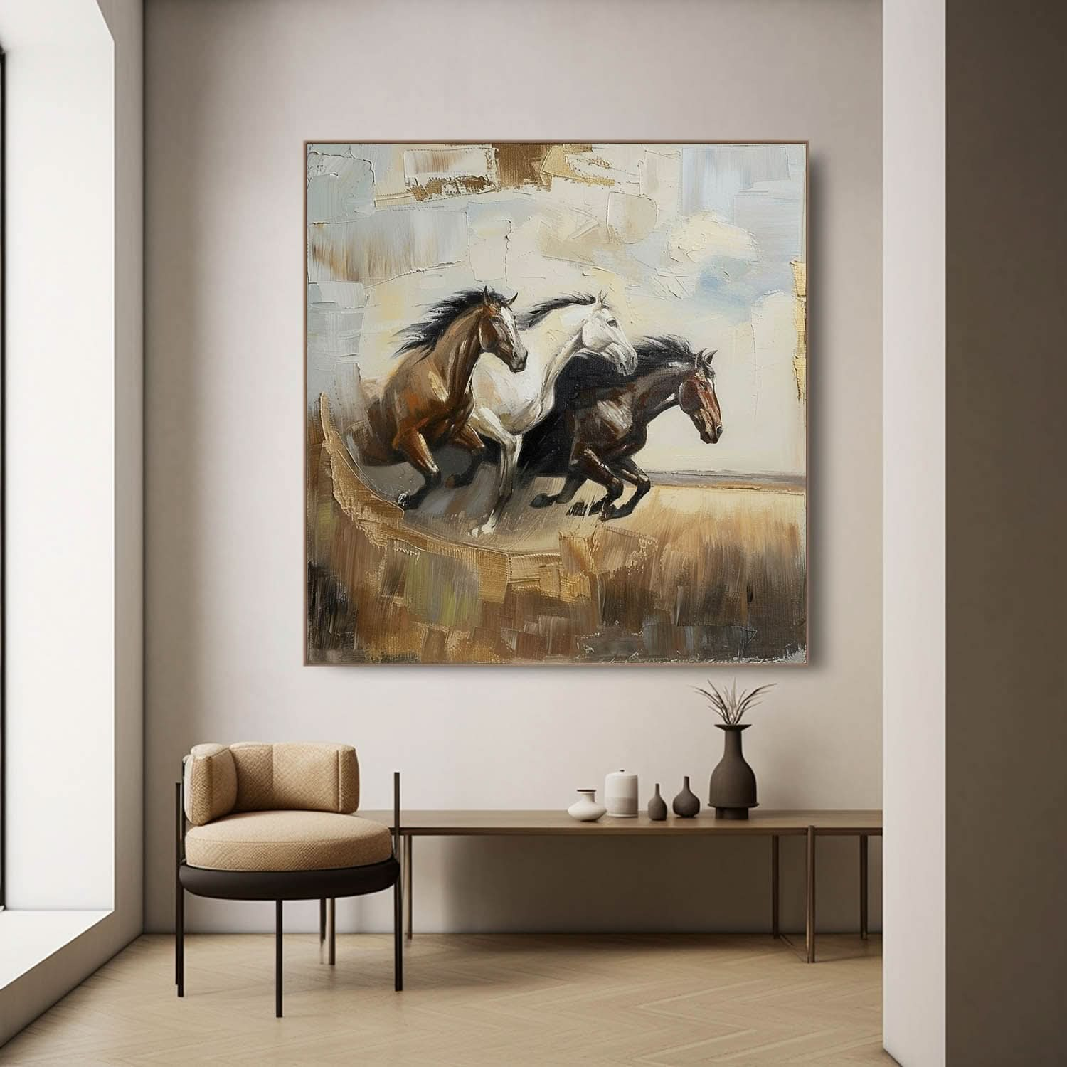 Running Horses Abstract Wall Art Decor Horses Oil Painting for Sale Horses Texture Abstract Art Canvas