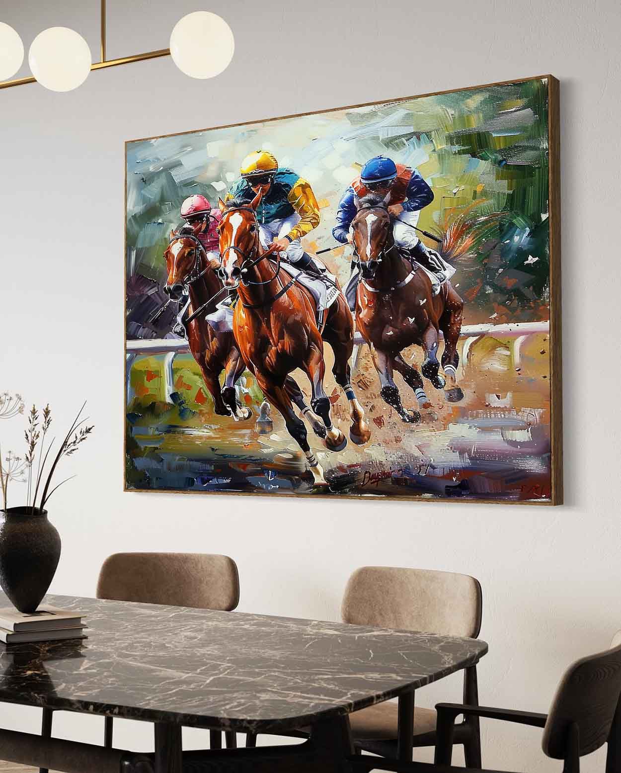 Horse Racing Canvas Wall Painting Decor Horse Racing Canvas Art For Sale Horse Racing Wall Art