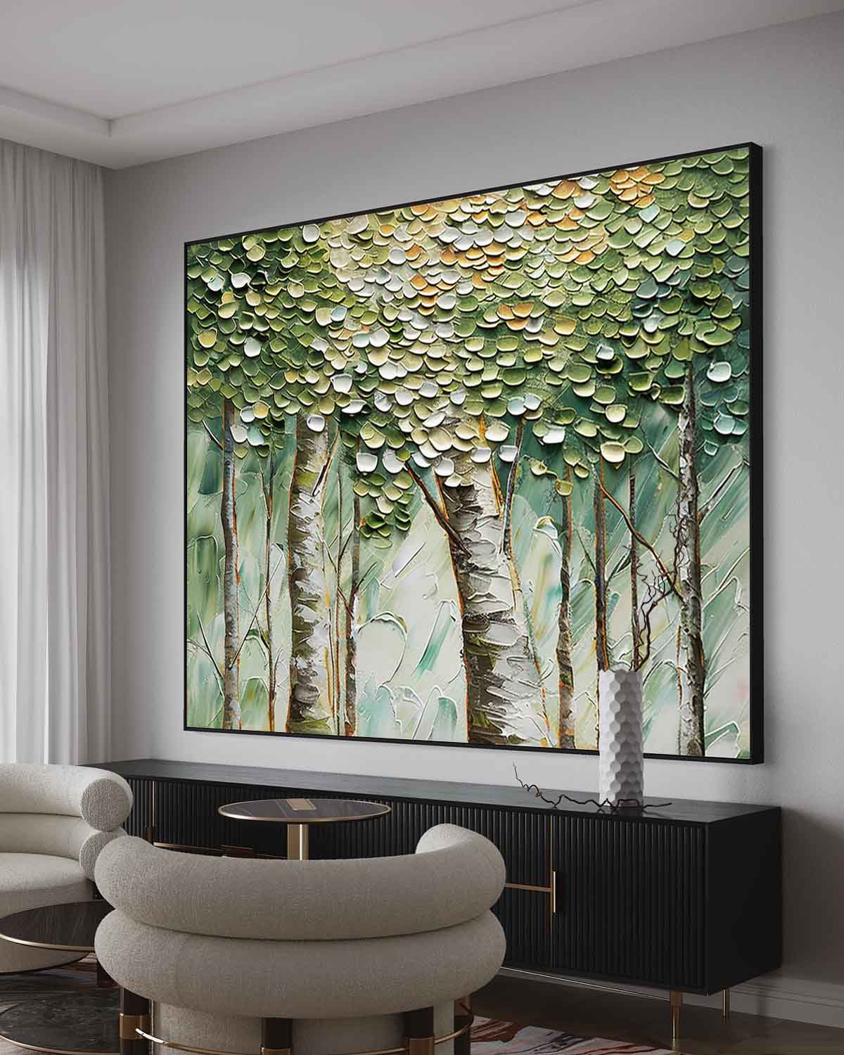 3D Green Tree Texture Painting 3D Green Tree Modern Canvas Wall Art Decor Tree Canvas Art for Sale