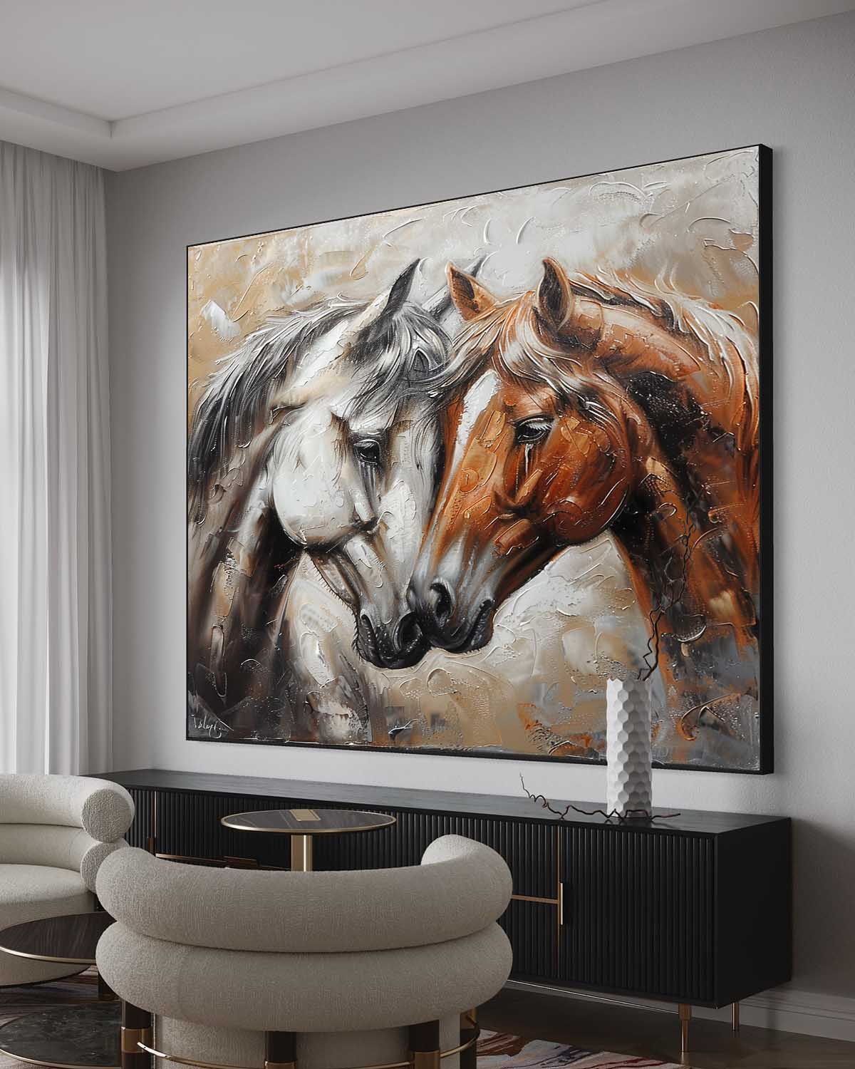 Couple Horse Canvas Wall Painting Decoration Horse Canvas Oil Painting Horse Wall Hanging Picture