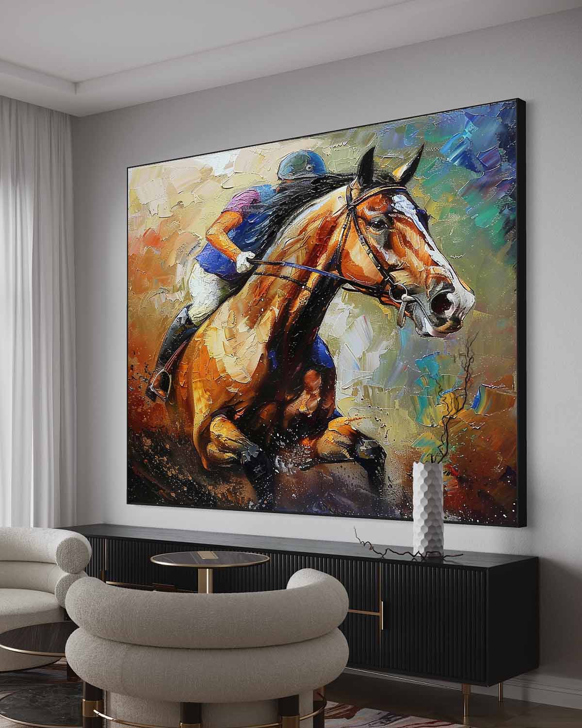 Horse Riding Canvas Wall Painting Decoration Horse Riding Canvas Art Horse Riding Wall Painting