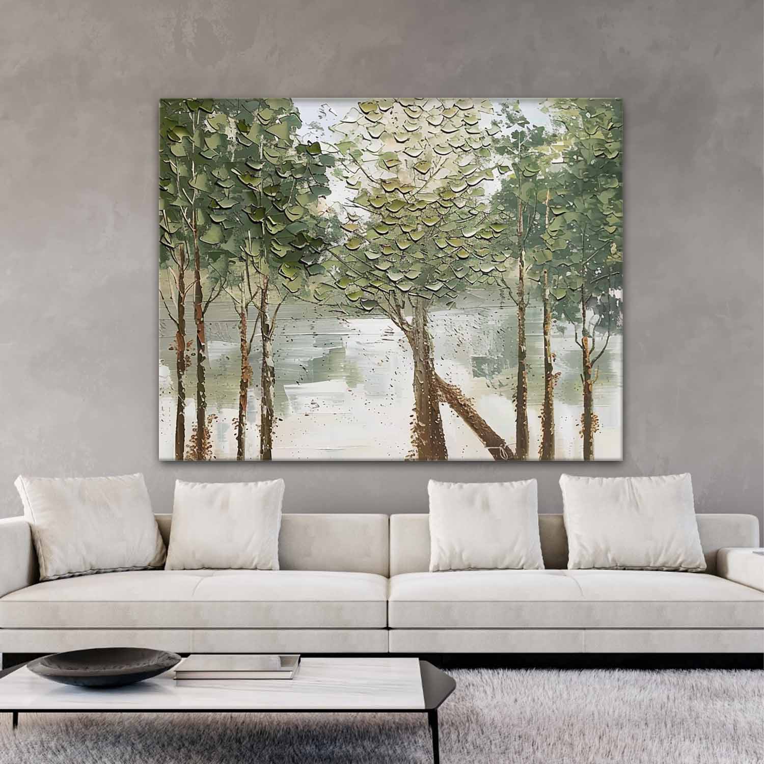 Green Tree Canvas Art Green Tree Texture Painting Tree Modern Canvas Wall Art Decor For Sale