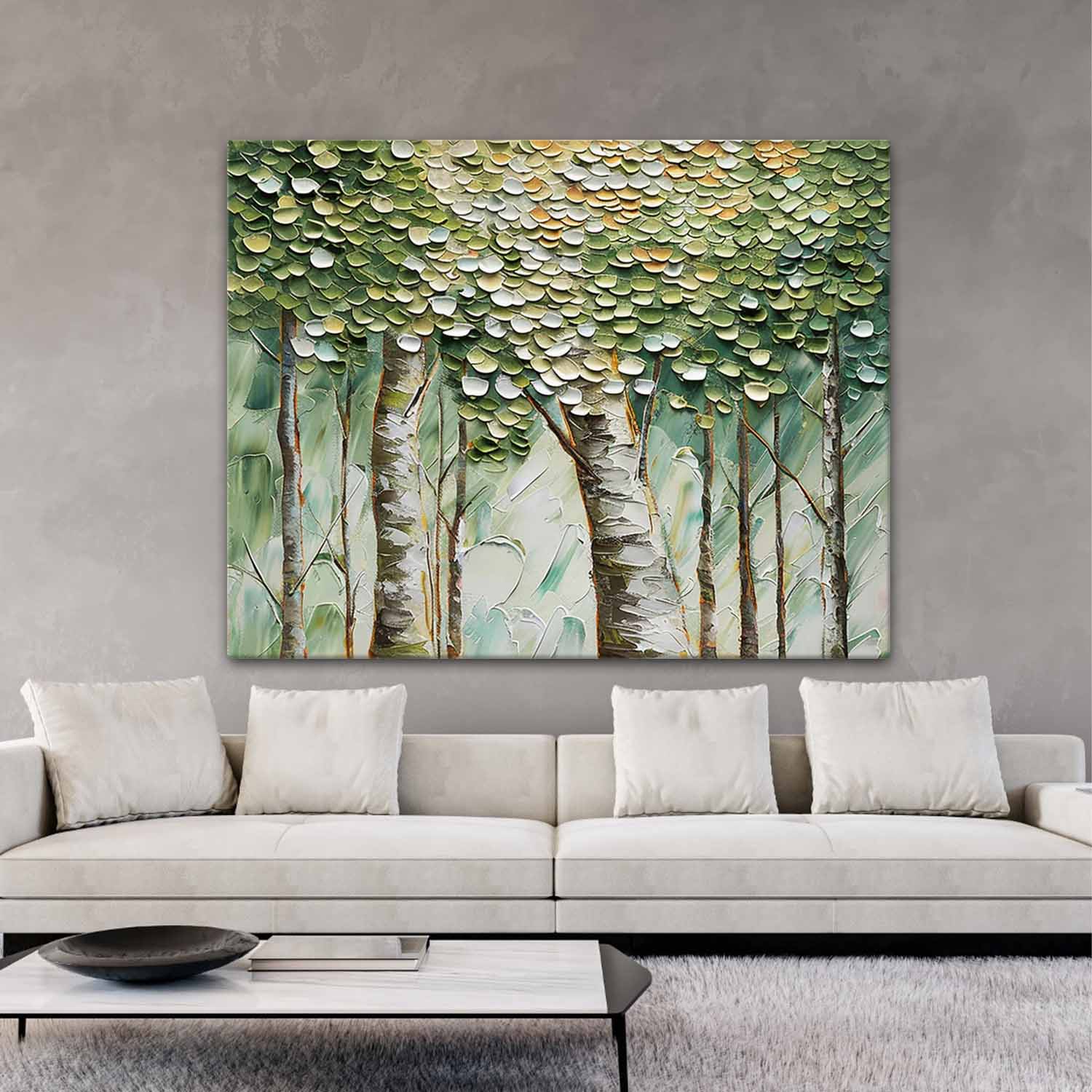 3D Green Tree Texture Painting 3D Green Tree Modern Canvas Wall Art Decor Tree Canvas Art for Sale