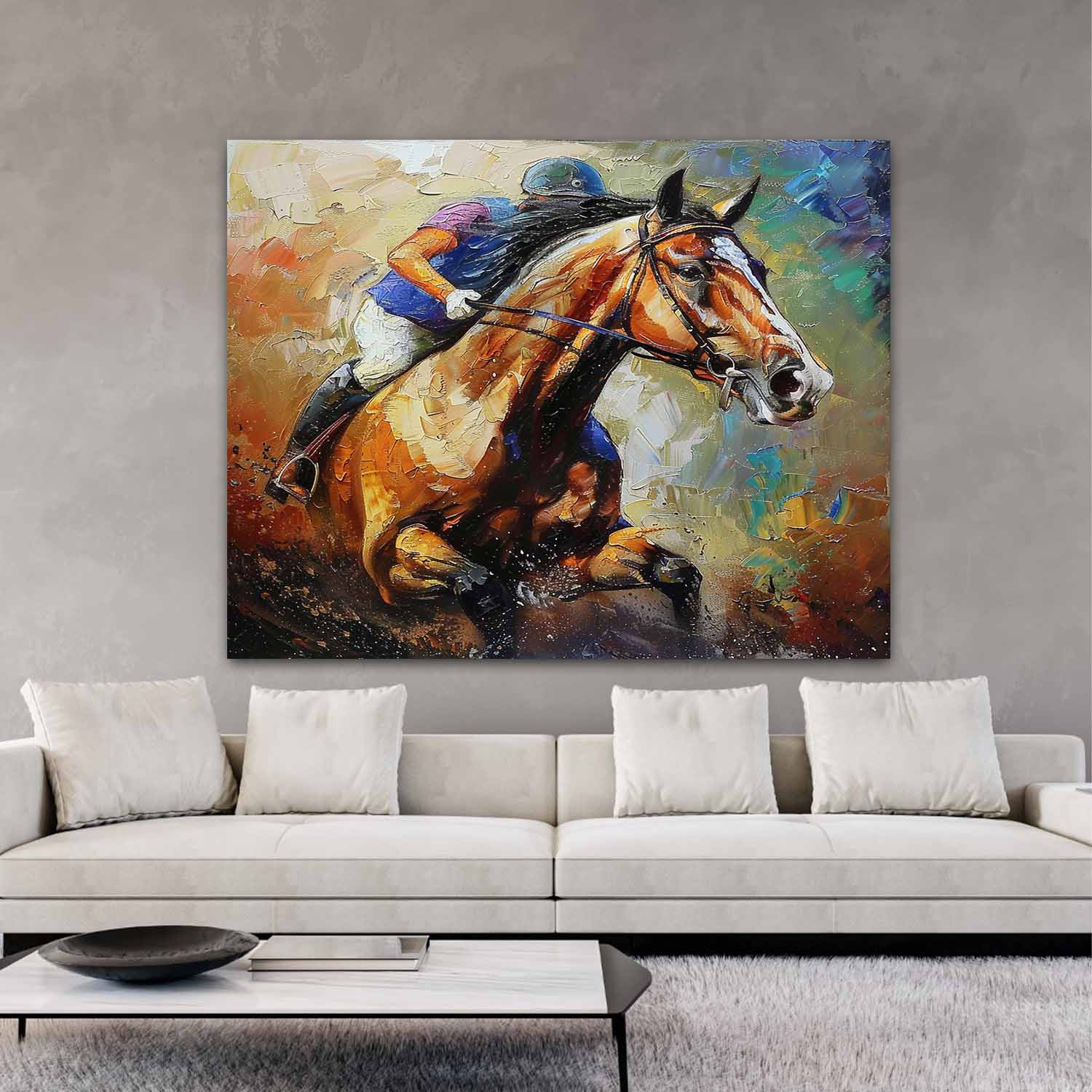 Horse Riding Canvas Wall Painting Decoration Horse Riding Canvas Art Horse Riding Wall Painting