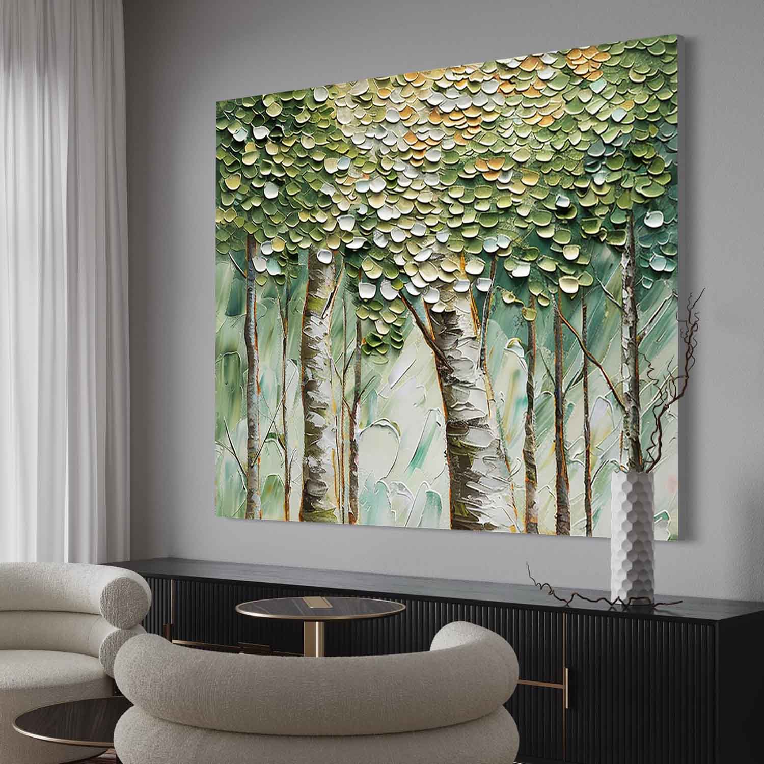 3D Green Tree Texture Painting 3D Green Tree Modern Canvas Wall Art Decor Tree Canvas Art for Sale