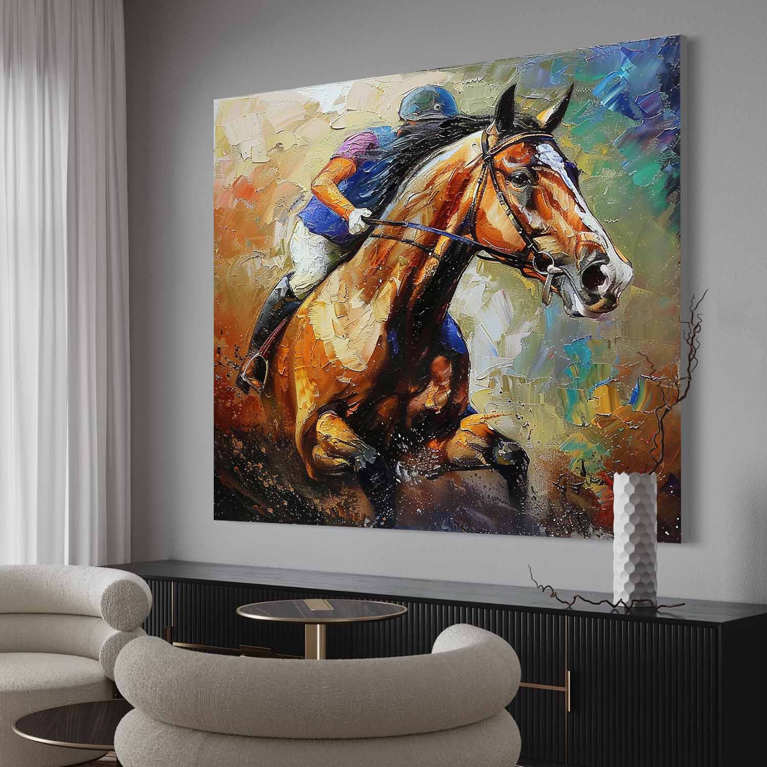 Horse Riding Canvas Wall Painting Decoration Horse Riding Canvas Art Horse Riding Wall Painting