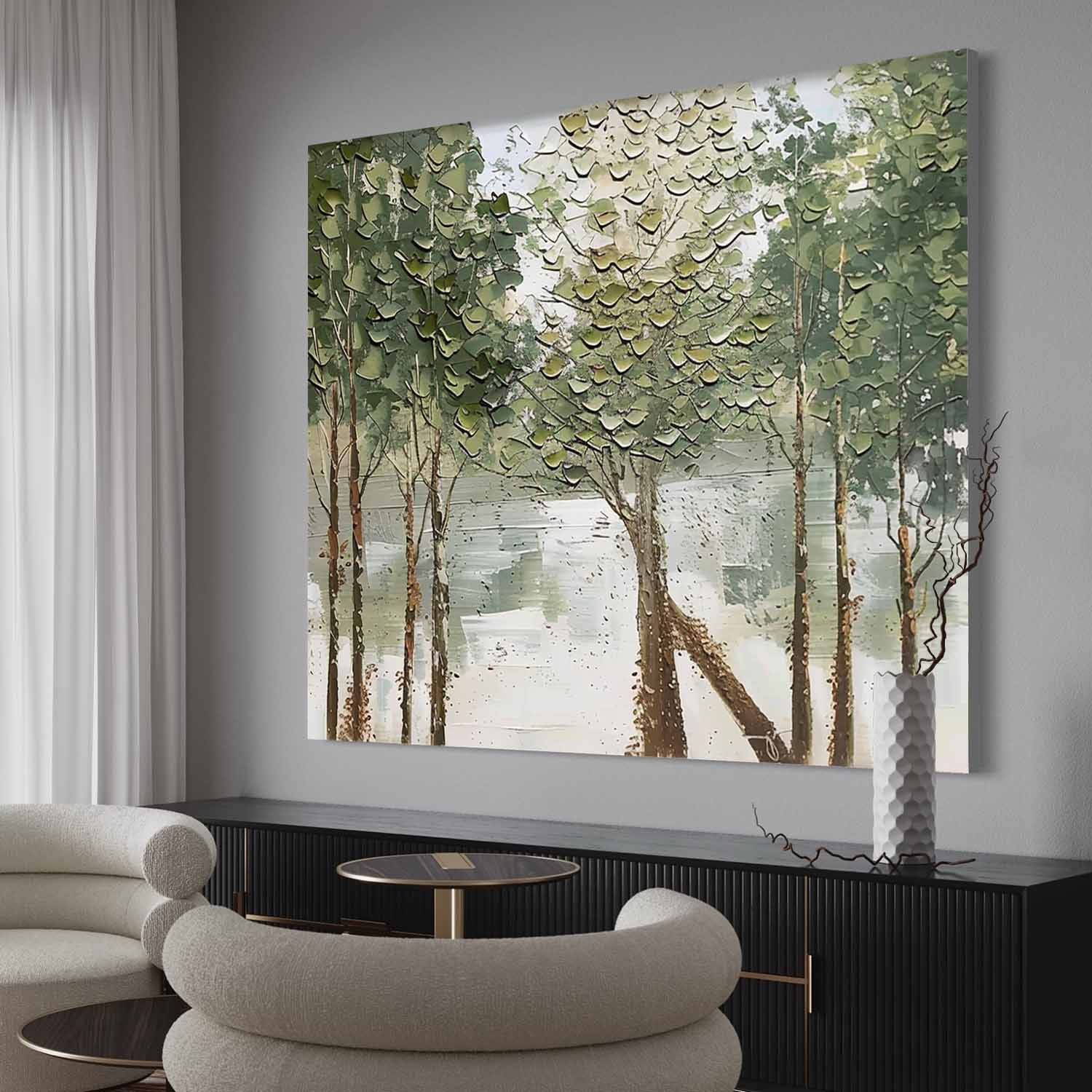 Green Tree Canvas Art Green Tree Texture Painting Tree Modern Canvas Wall Art Decor For Sale