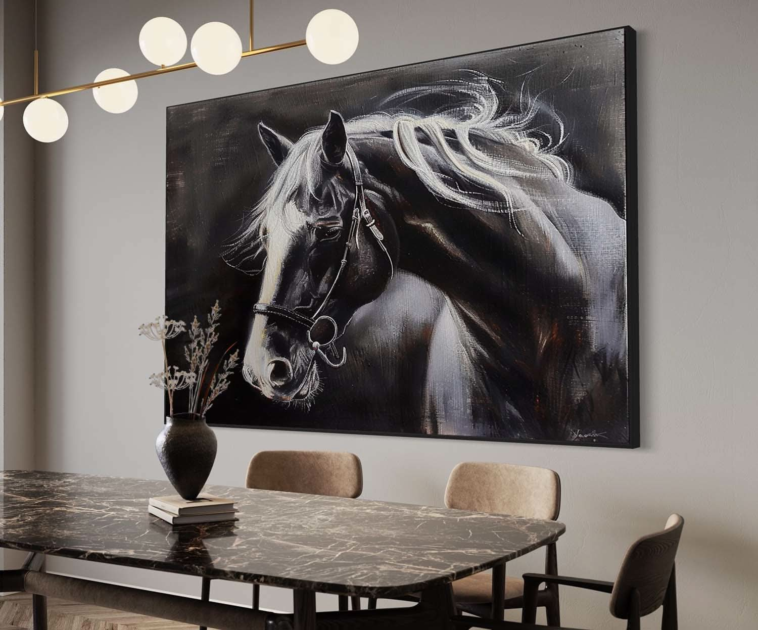 Black Horse Canvas Art for Sale Black Horse Canvas Wall Art Decoration Black Horse Wall Hanging Picture