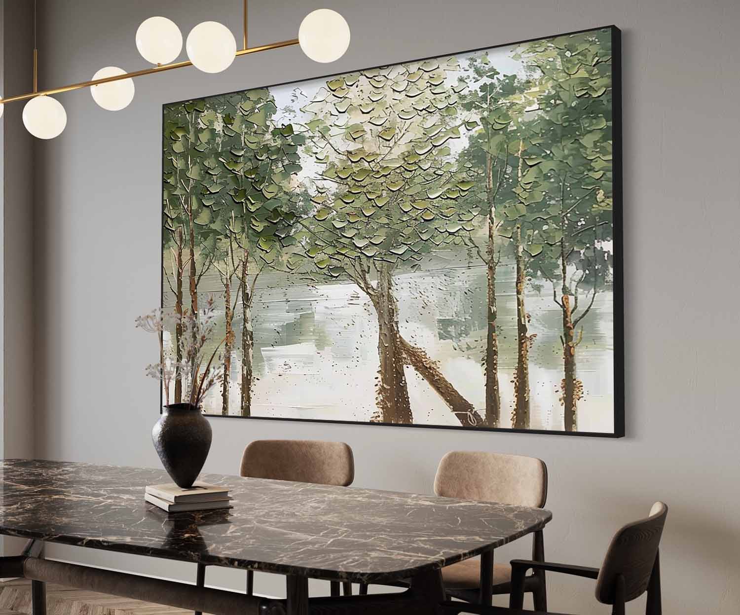 Green Tree Canvas Art Green Tree Texture Painting Tree Modern Canvas Wall Art Decor For Sale