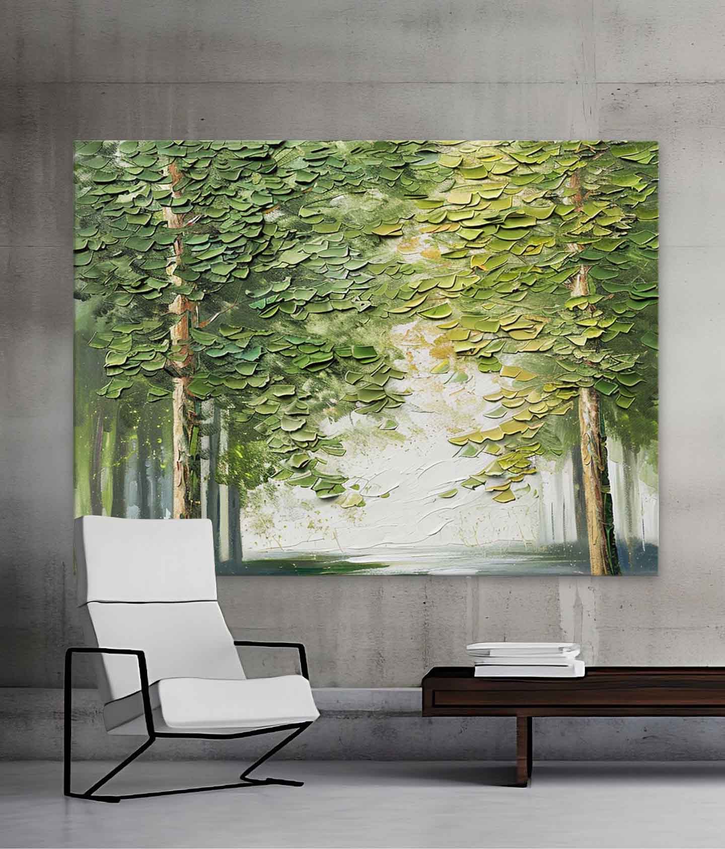 Green Tree Canvas Art for Sale 3D Green Tree Texture Painting Tree Modern Canvas Wall Art Decor