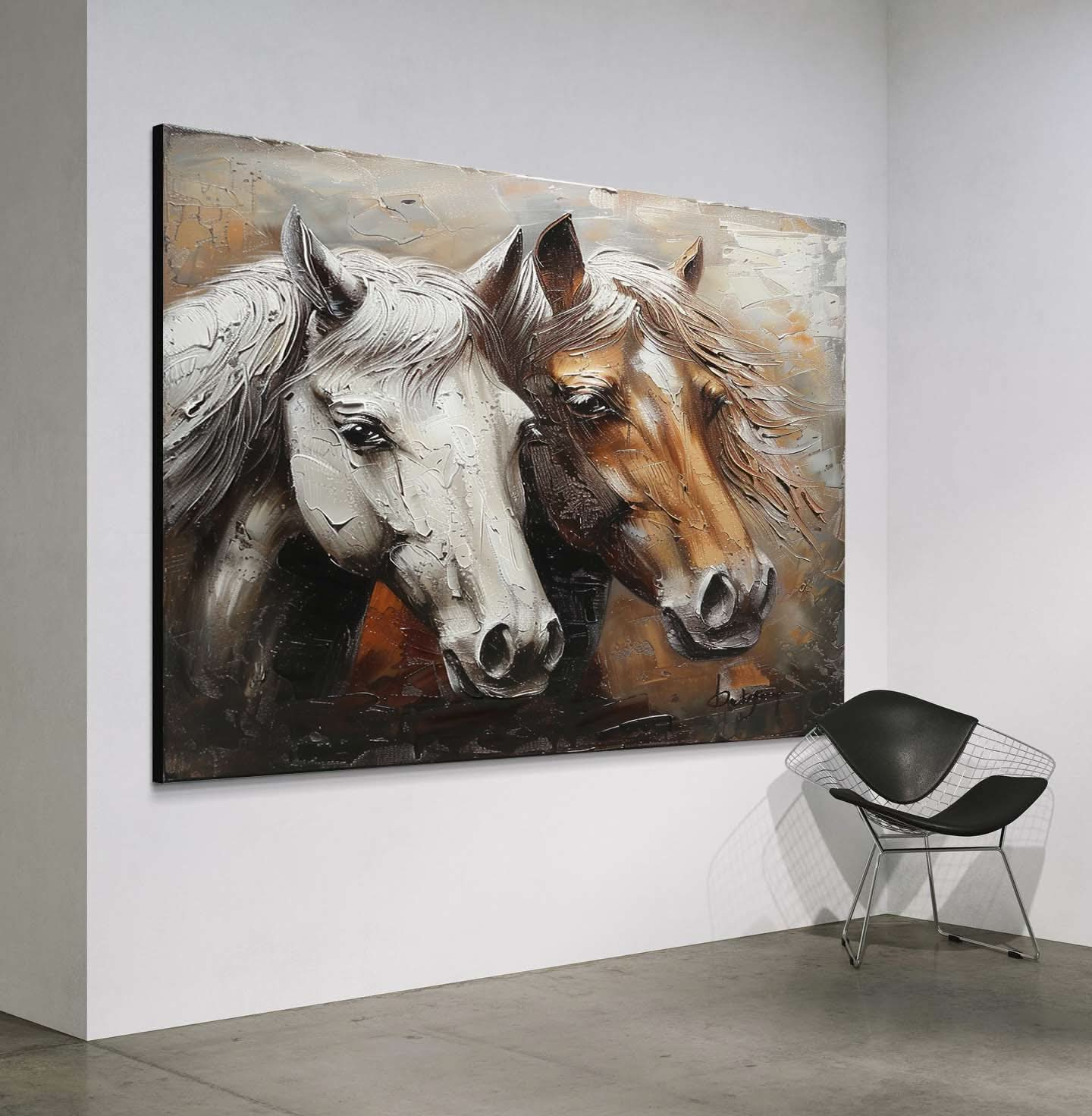 Couple Horse Canvas Wall Art Decoration Horse Oil Painting Horse Wall Hanging Paintings For Sale