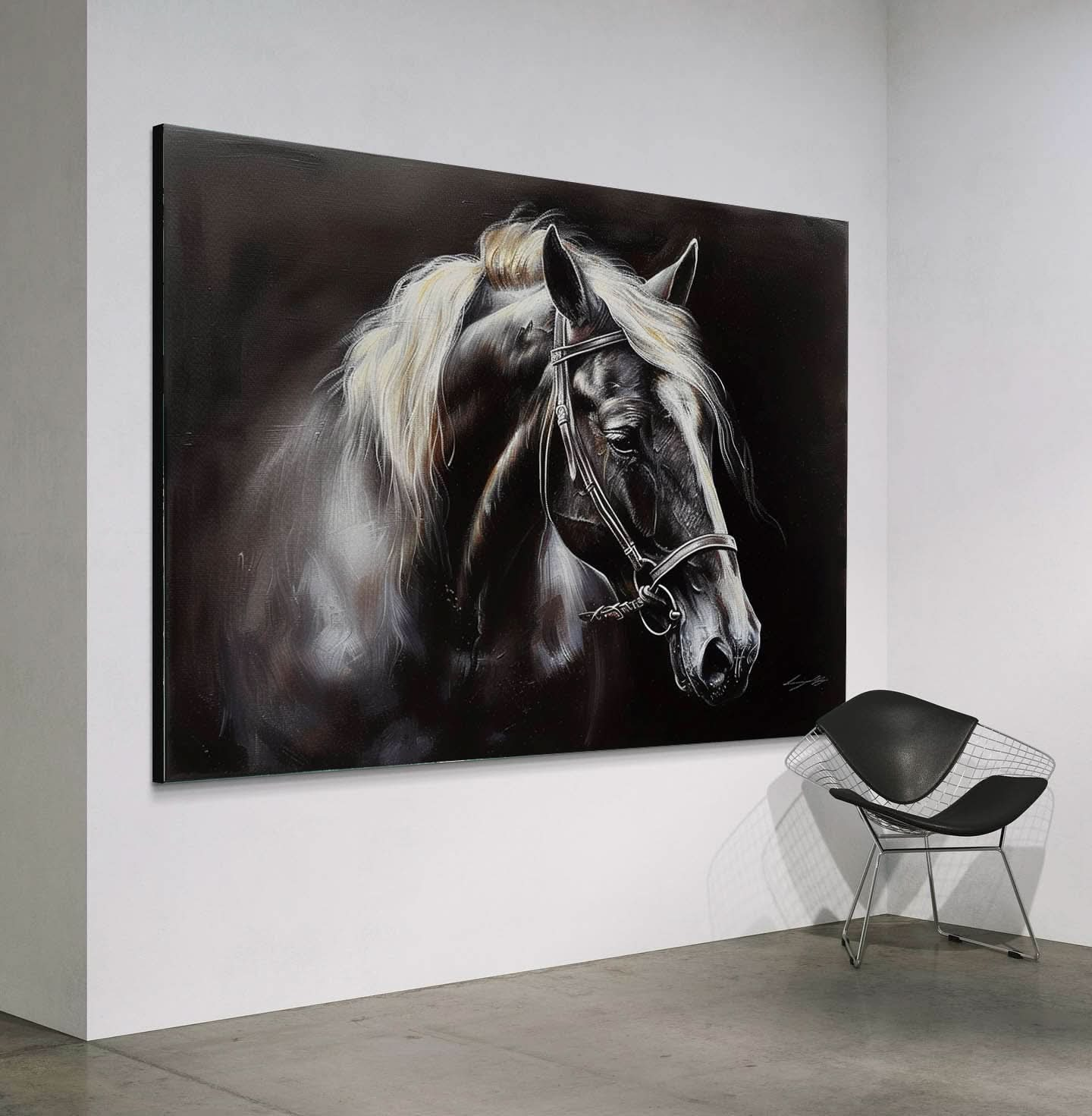 Black Horse Canvas Art For Sale Black Horse Canvas Wall Painting Decoration Black Horse Wall Mural