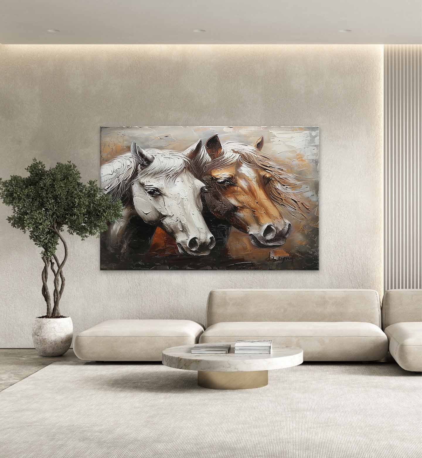 Couple Horse Canvas Wall Art Decoration Horse Oil Painting Horse Wall Hanging Paintings For Sale