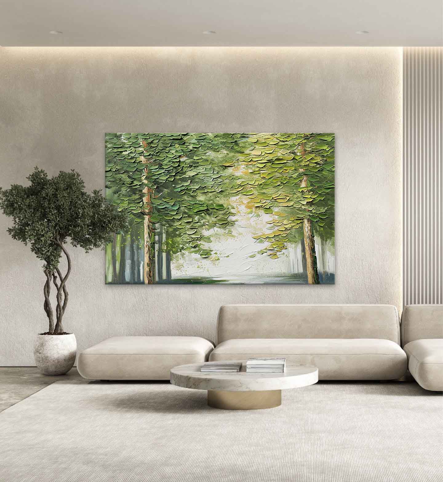 Green Tree Canvas Art for Sale 3D Green Tree Texture Painting Tree Modern Canvas Wall Art Decor