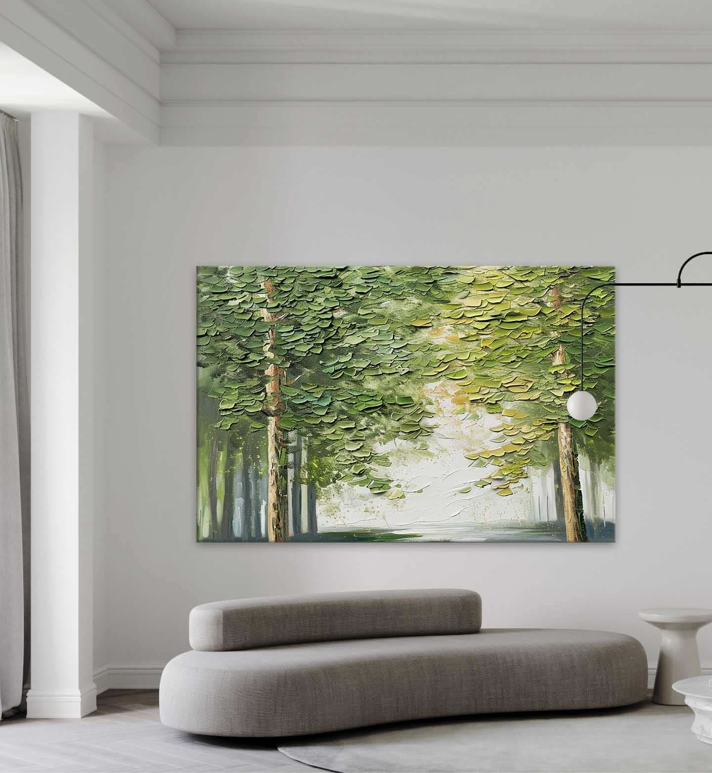 Green Tree Canvas Art for Sale 3D Green Tree Texture Painting Tree Modern Canvas Wall Art Decor