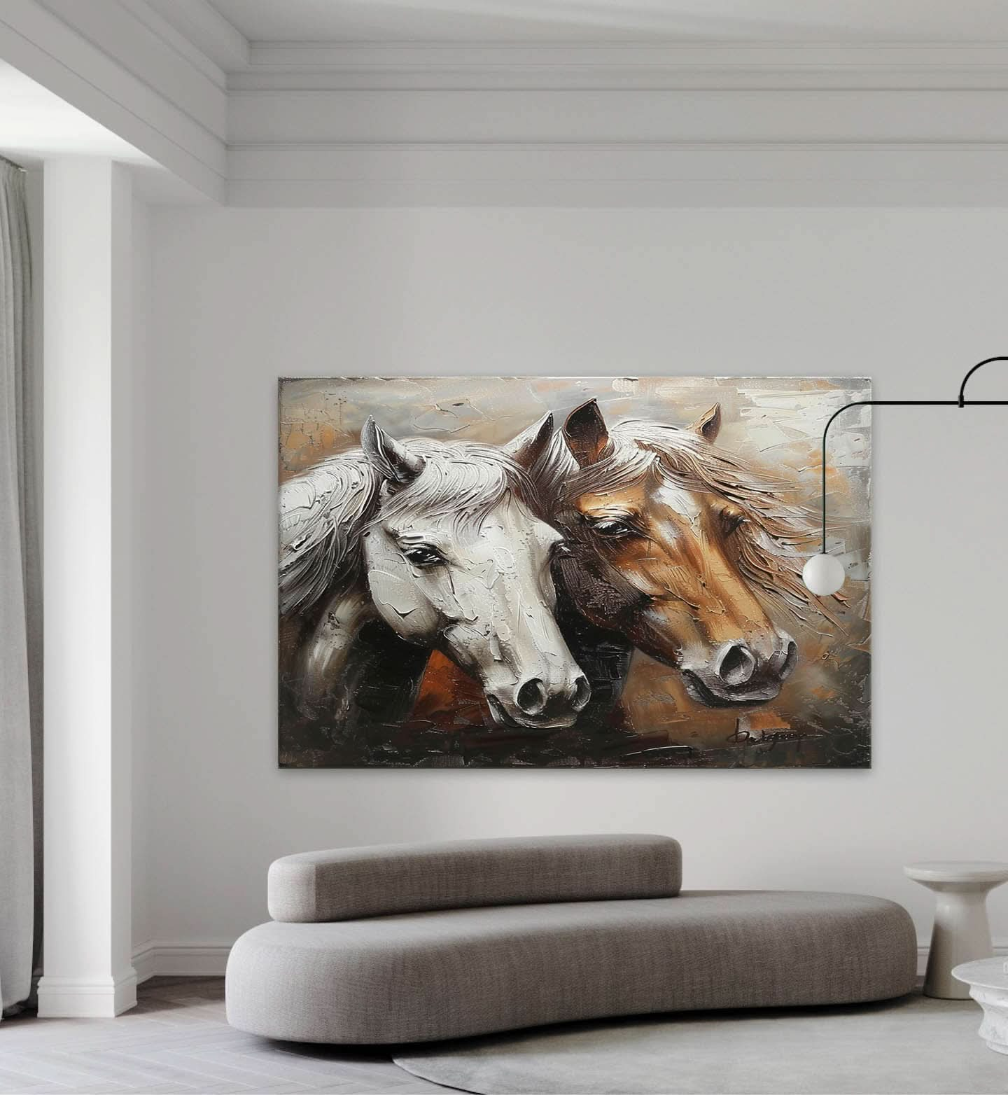 Couple Horse Canvas Wall Art Decoration Horse Oil Painting Horse Wall Hanging Paintings For Sale