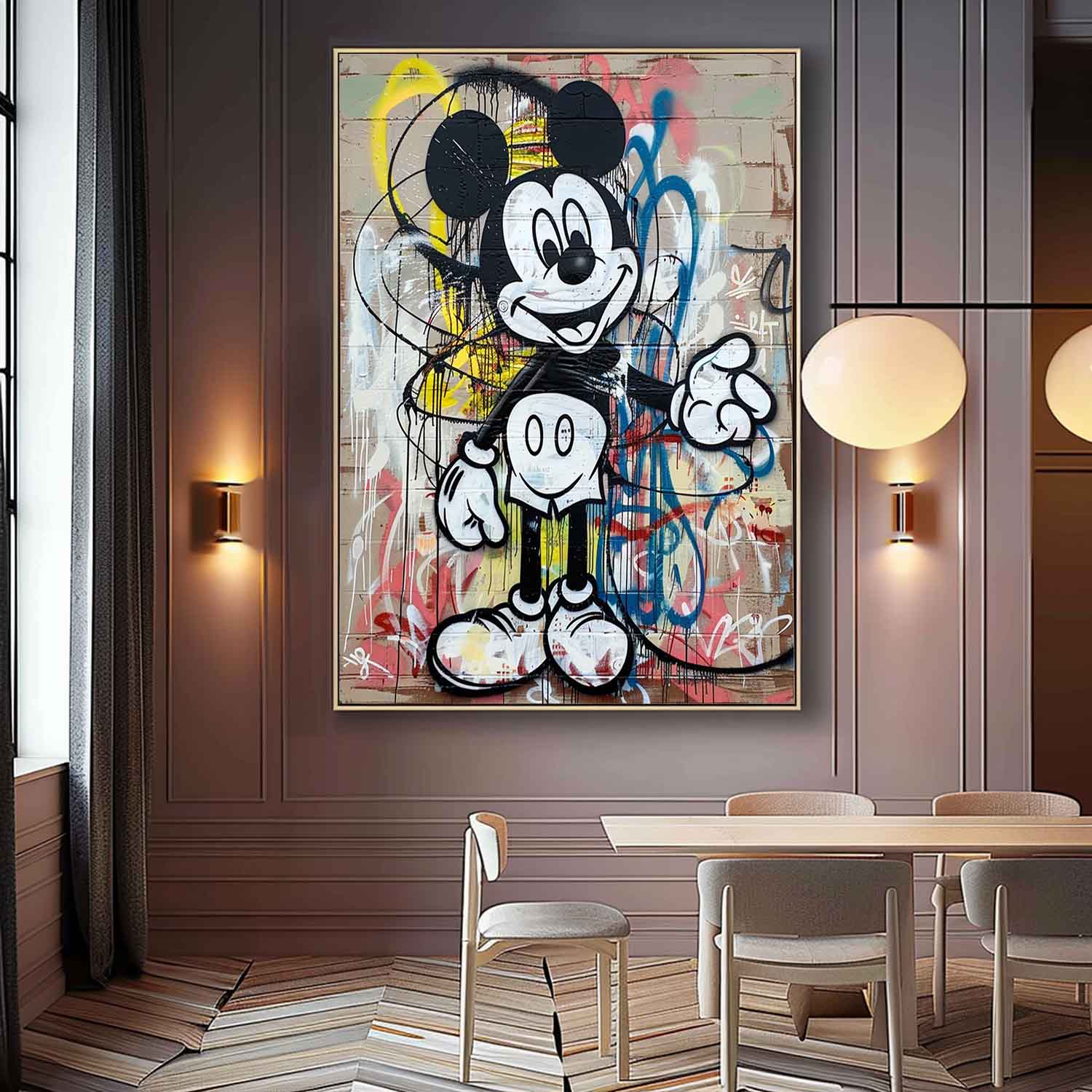 Mickey Mouse Kids Room Canvas Wall Art Mickey Graffiti Art for Sale Mickey Mouse Graffiti Street Painting