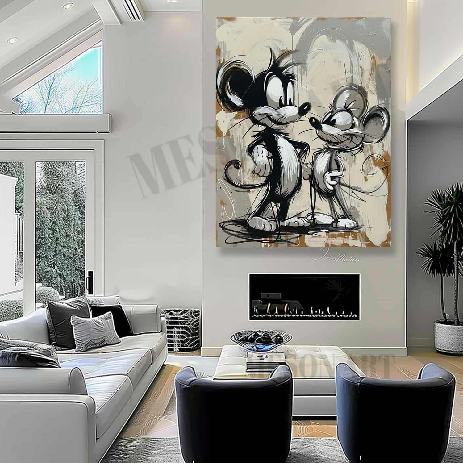 Jerry Mouse Pop Art for Sale Jerry Mouse Portrait Pop Canvas Wall Art Mouse Minimalist Painting