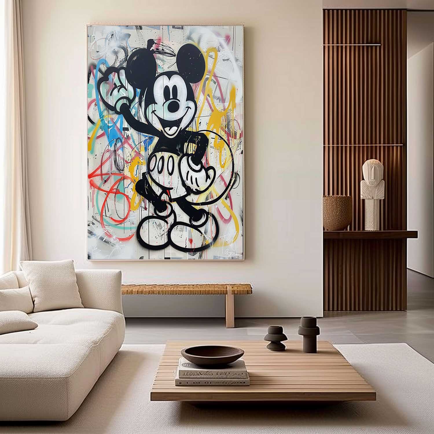 Mickey Mouse Kids Room Canvas Wall Art Mickey Graffiti Art for Sale Mickey Mouse Graffiti Street Painting