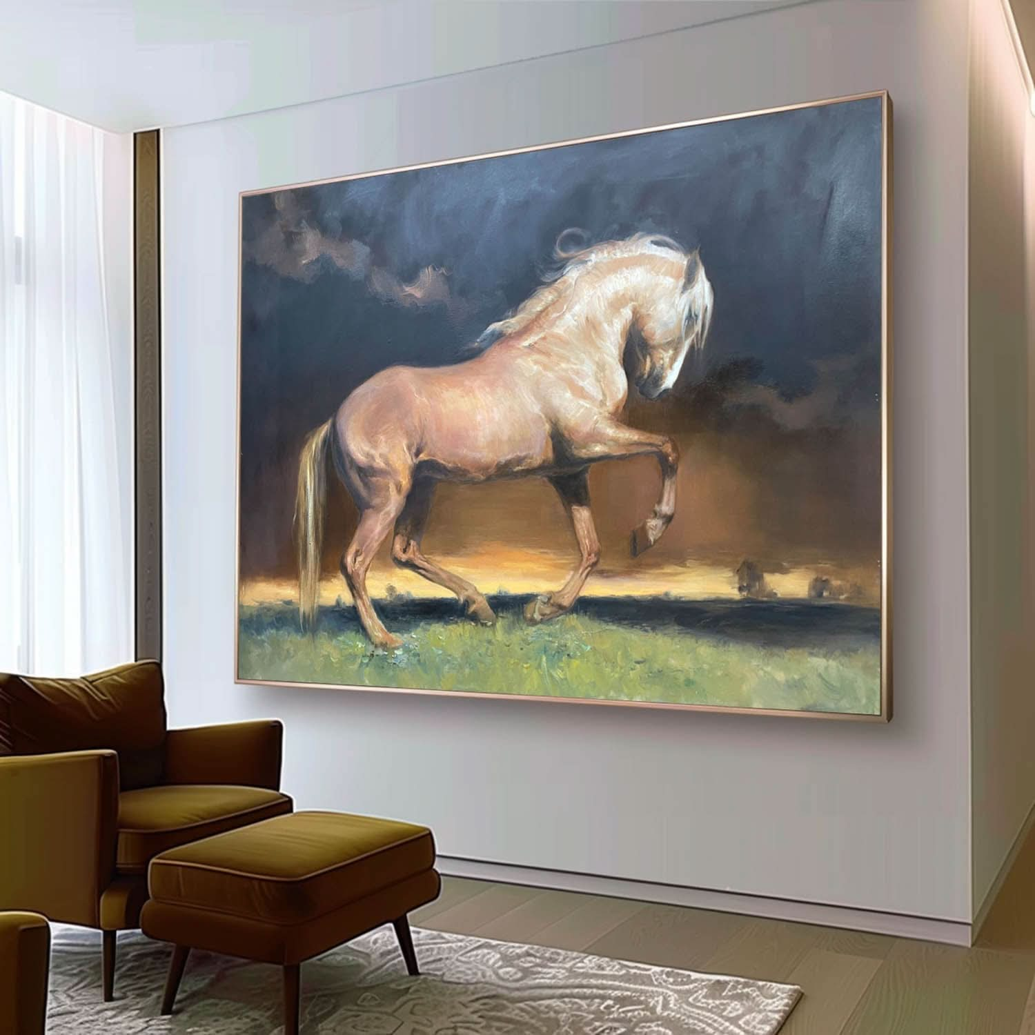 Brown Horse Oil Painting Hyperrealistic Brown Horse Art Realistic Horse Wall Art Brown Canvas Art