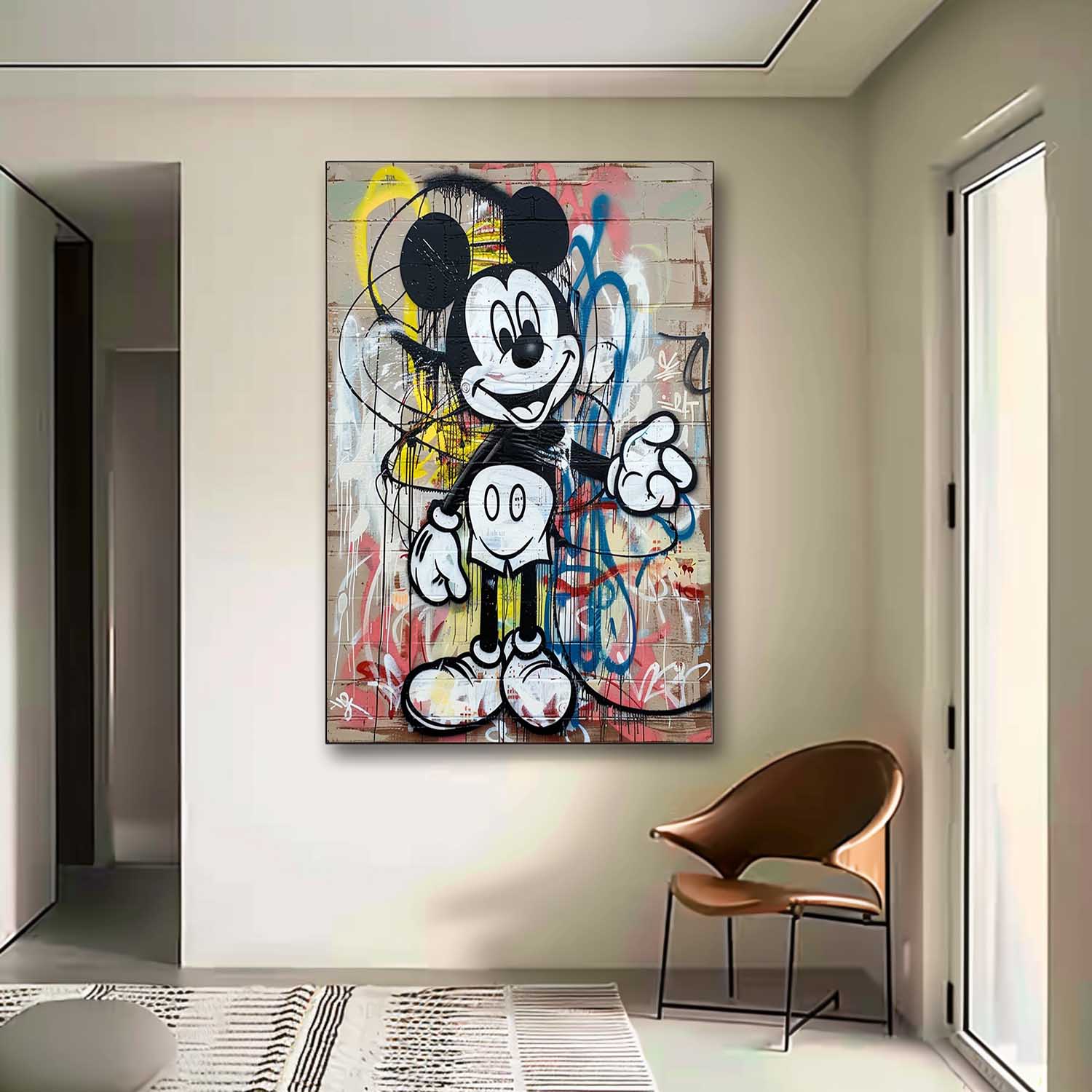 Mickey Mouse Kids Room Canvas Wall Art Mickey Graffiti Art for Sale Mickey Mouse Graffiti Street Painting