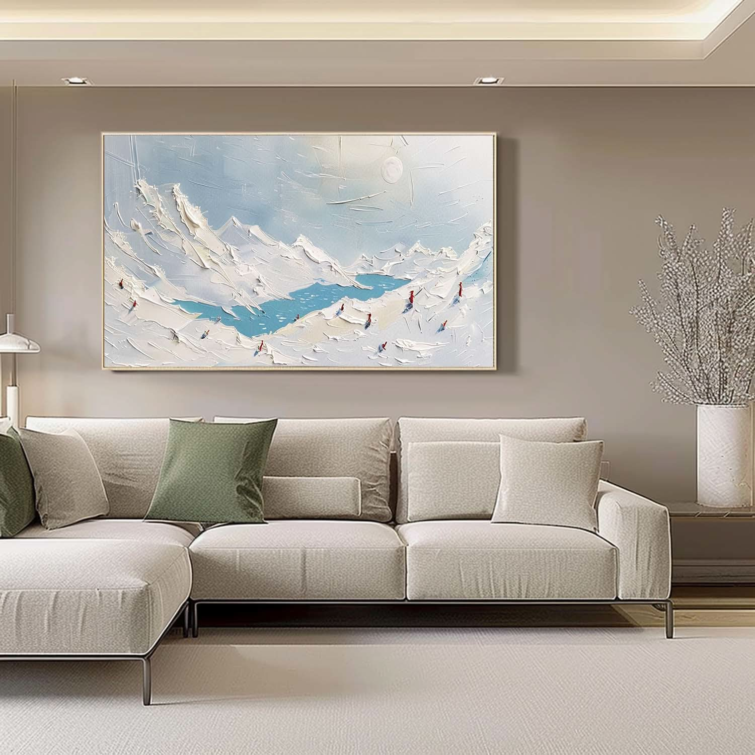 Large Glacial Lake Texture Painting Glacial Lake Canvas Wall Art Plaster Canvas Art for Sale