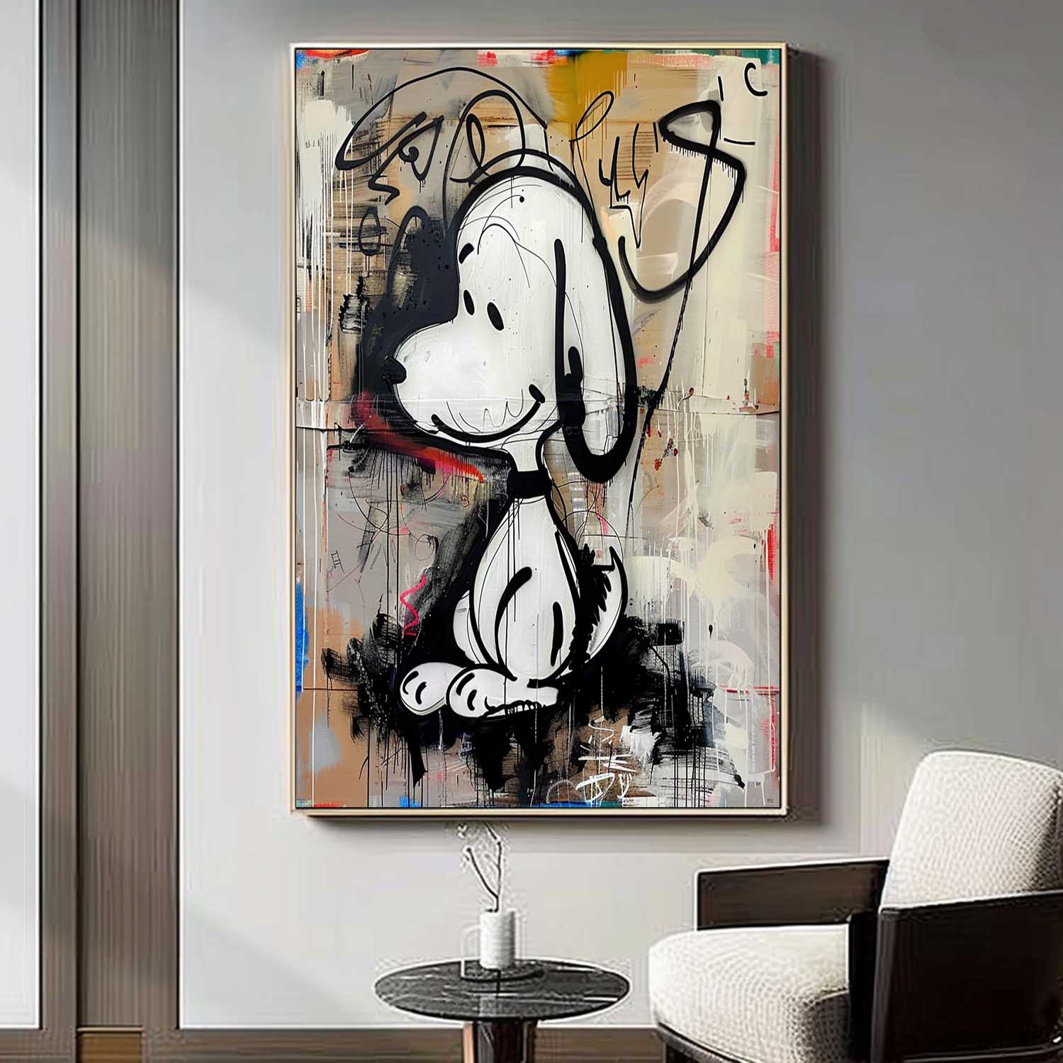 Snoopy Graffiti Art on Canvas Snoopy Wall Art for Kids Room for Sale Colorful Snoopy Graffiti Street Oil Painting