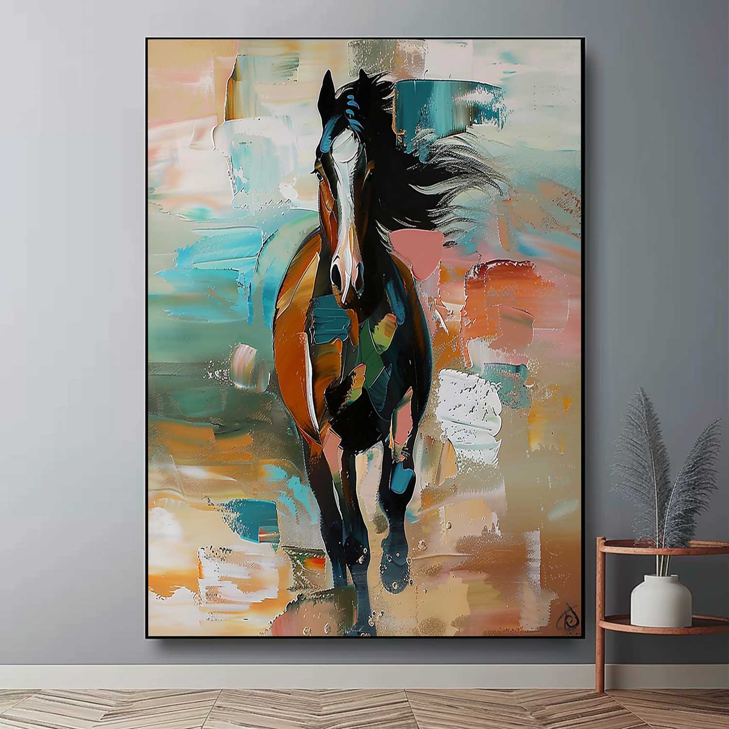 Large Running Horse Oil Painting on Canvas Horse Oil Painting for Sale Palette Horse Wall Art Decor