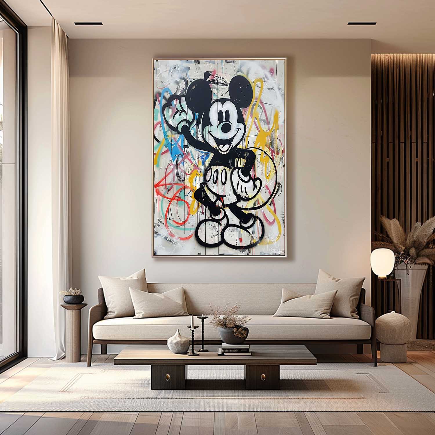 Mickey Mouse Kids Room Canvas Wall Art Mickey Graffiti Art for Sale Mickey Mouse Graffiti Street Painting