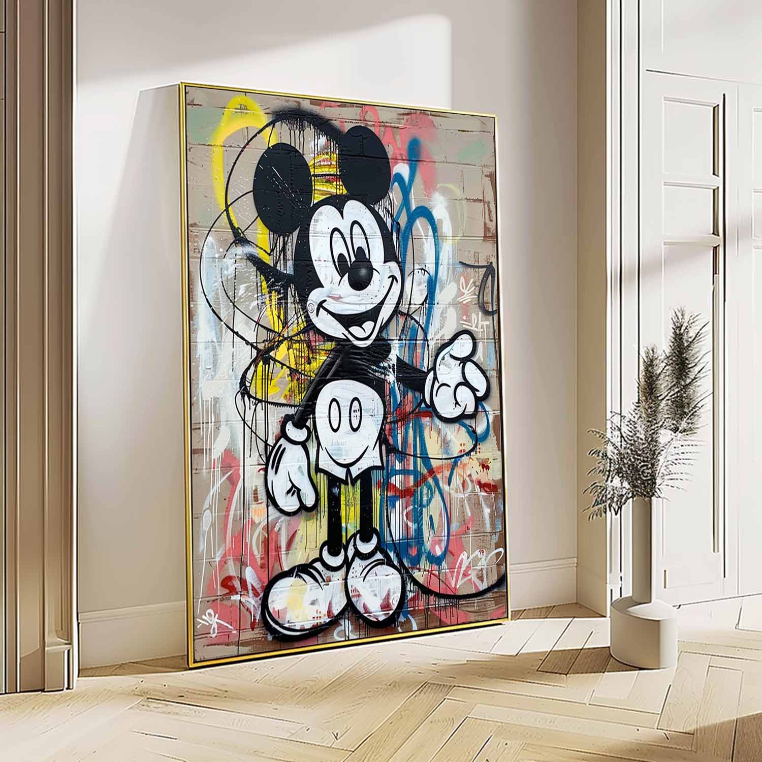 Mickey Mouse Kids Room Canvas Wall Art Mickey Graffiti Art for Sale Mickey Mouse Graffiti Street Painting