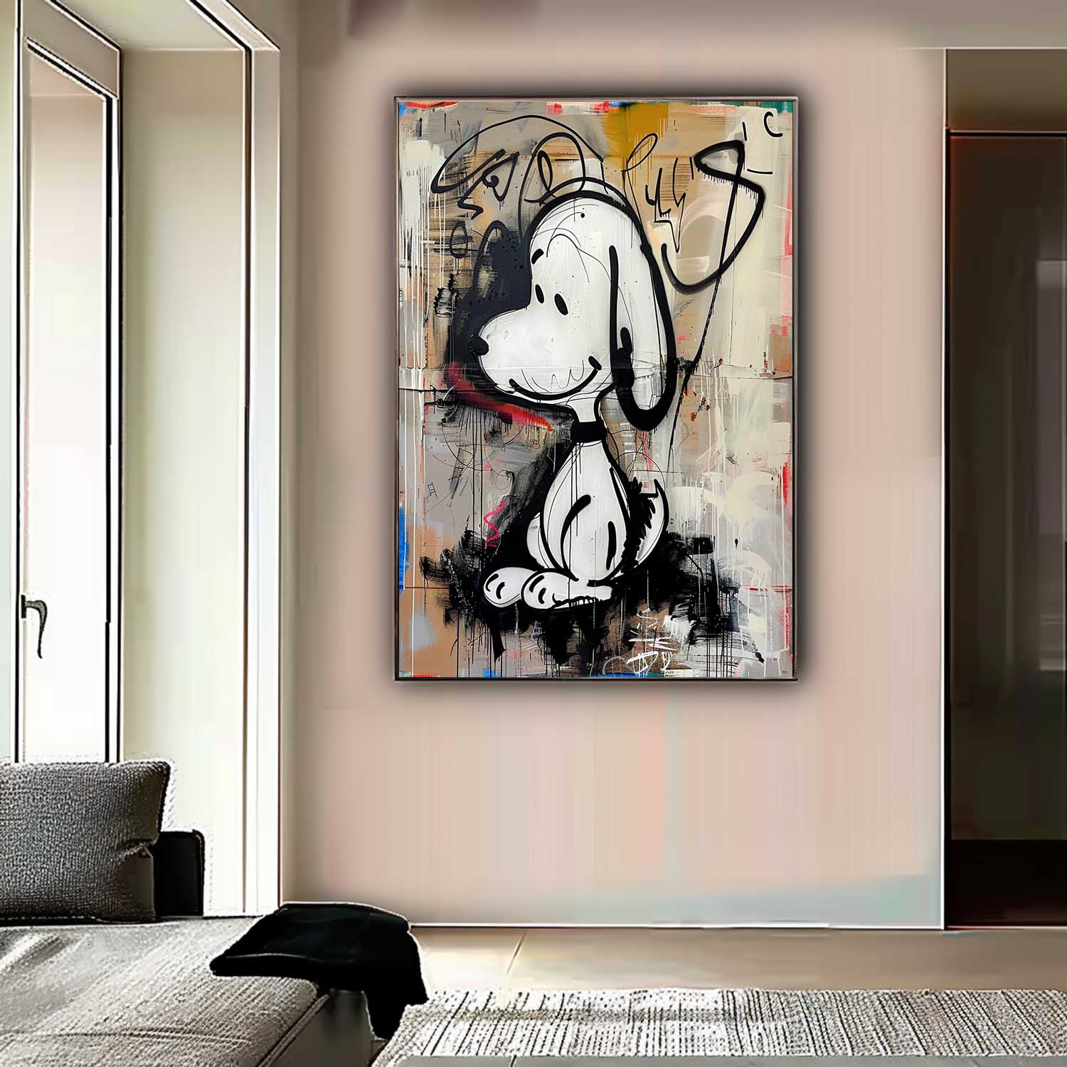 Snoopy Graffiti Art on Canvas Snoopy Wall Art for Kids Room for Sale Colorful Snoopy Graffiti Street Oil Painting