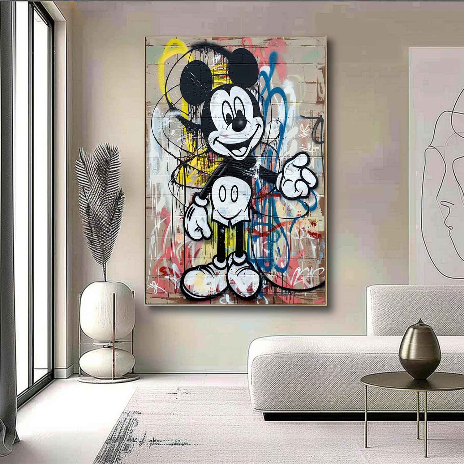 Mickey Mouse Kids Room Canvas Wall Art Mickey Graffiti Art for Sale Mickey Mouse Graffiti Street Painting