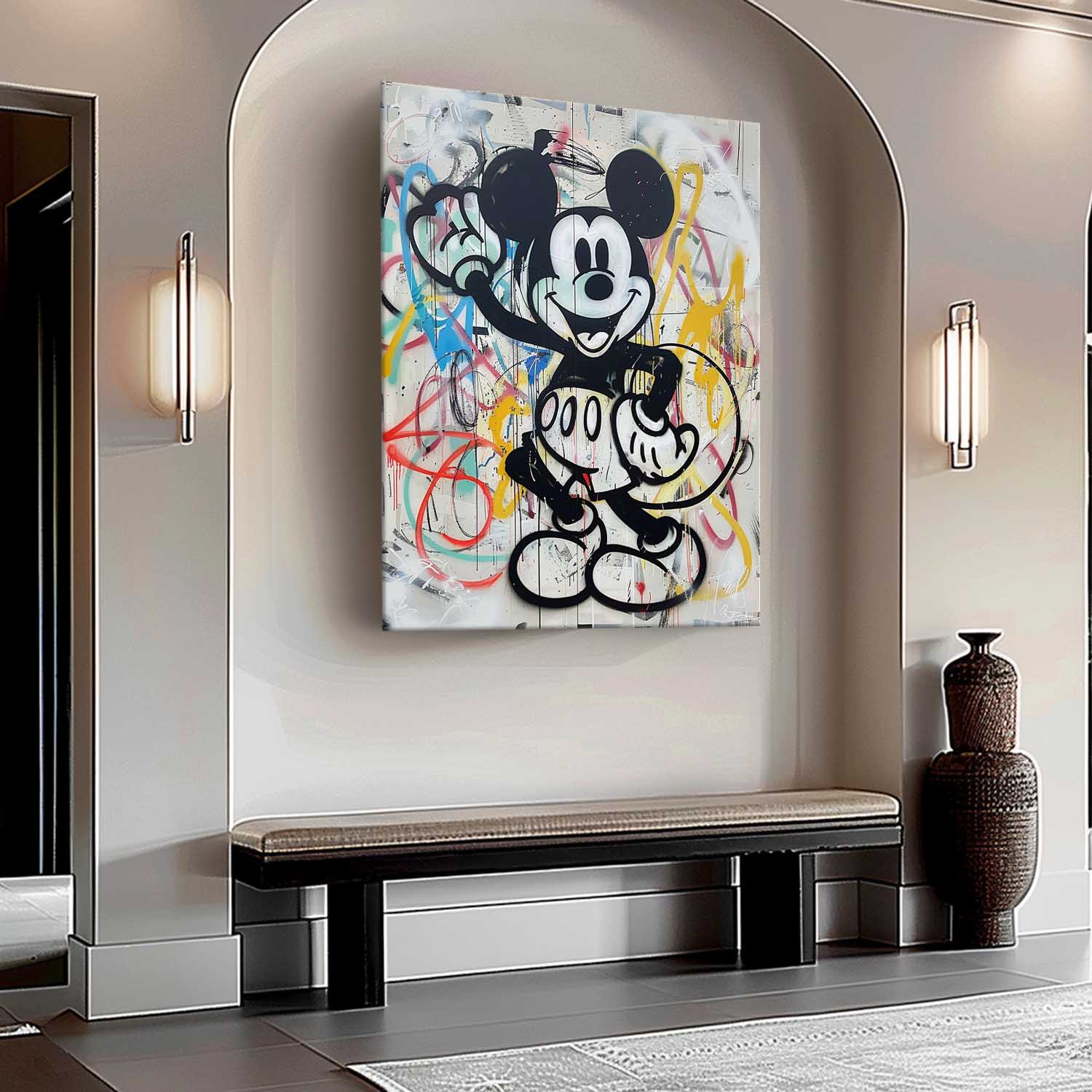 Mickey Mouse Kids Room Canvas Wall Art Mickey Graffiti Art for Sale Mickey Mouse Graffiti Street Painting