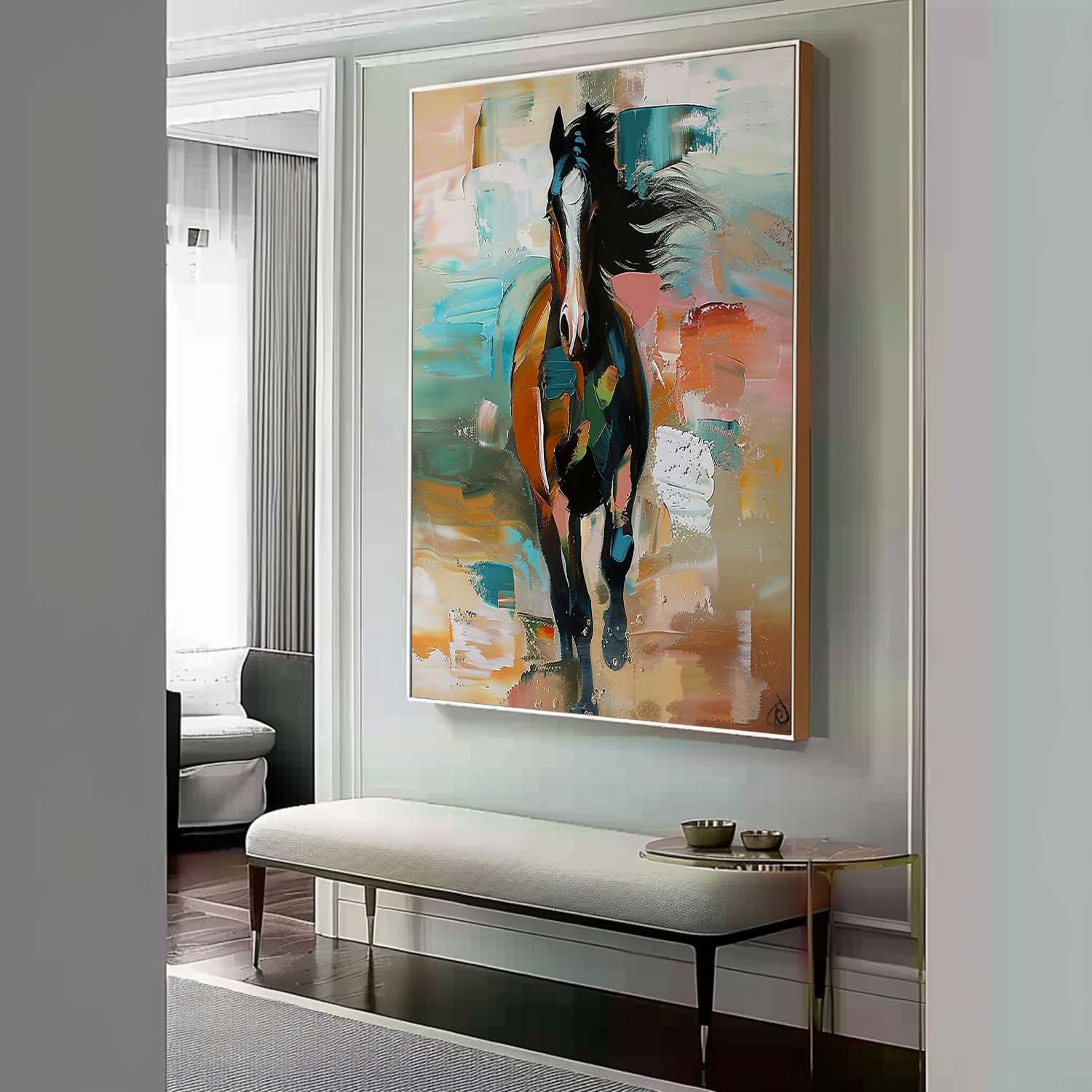 Large Running Horse Oil Painting on Canvas Horse Oil Painting for Sale Palette Horse Wall Art Decor