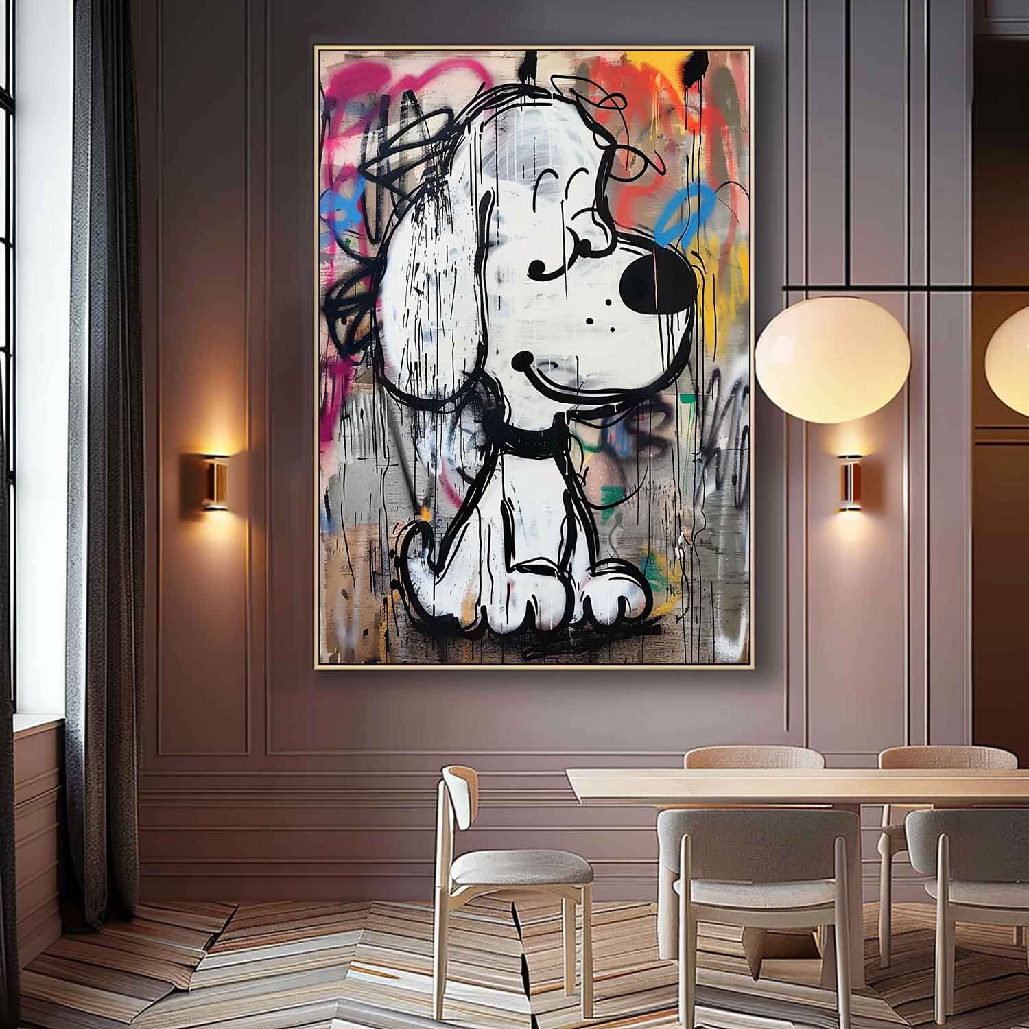 Funny Snoopy Graffiti Art Kids Room Snoopy Wall Art for Sale Colorful Snoopy Graffiti Art on Canvas