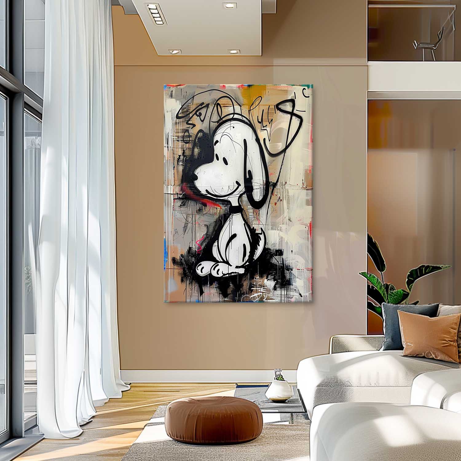 Snoopy Graffiti Art on Canvas Snoopy Wall Art for Kids Room for Sale Colorful Snoopy Graffiti Street Oil Painting