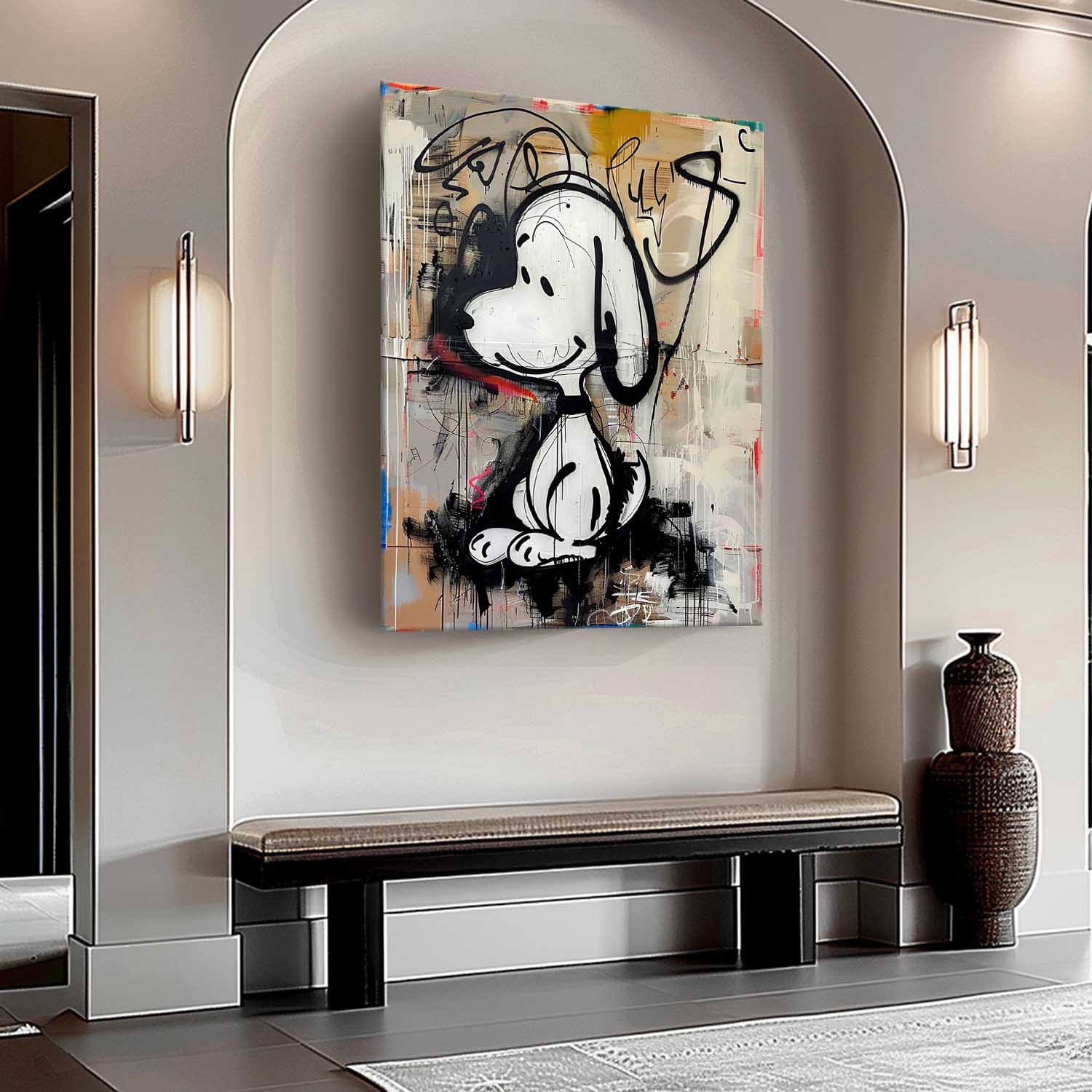 Snoopy Graffiti Art on Canvas Snoopy Wall Art for Kids Room for Sale Colorful Snoopy Graffiti Street Oil Painting