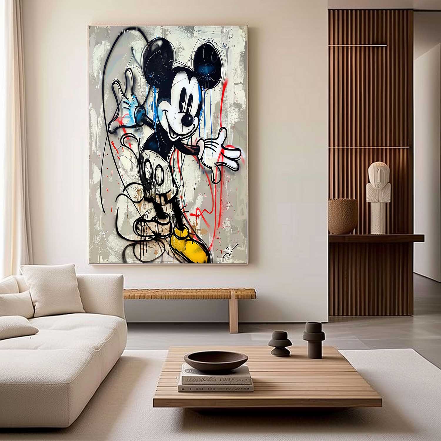 Fun Mickey Mouse Graffiti Art Kids Room Mickey Wall Art for Sale Colorful Mickey Mouse Graffiti Art on Canvas