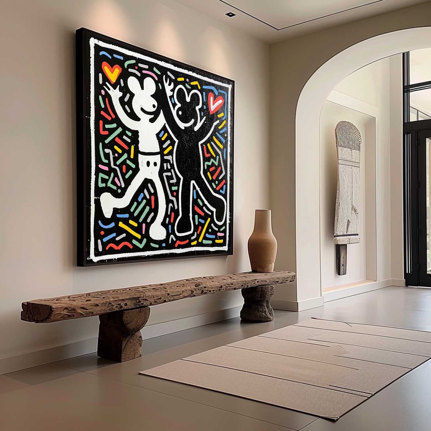 Special Valentine's Day Gift Couple Abstract Canvas Wall Art Keith Haring Graffiti Art for Sale