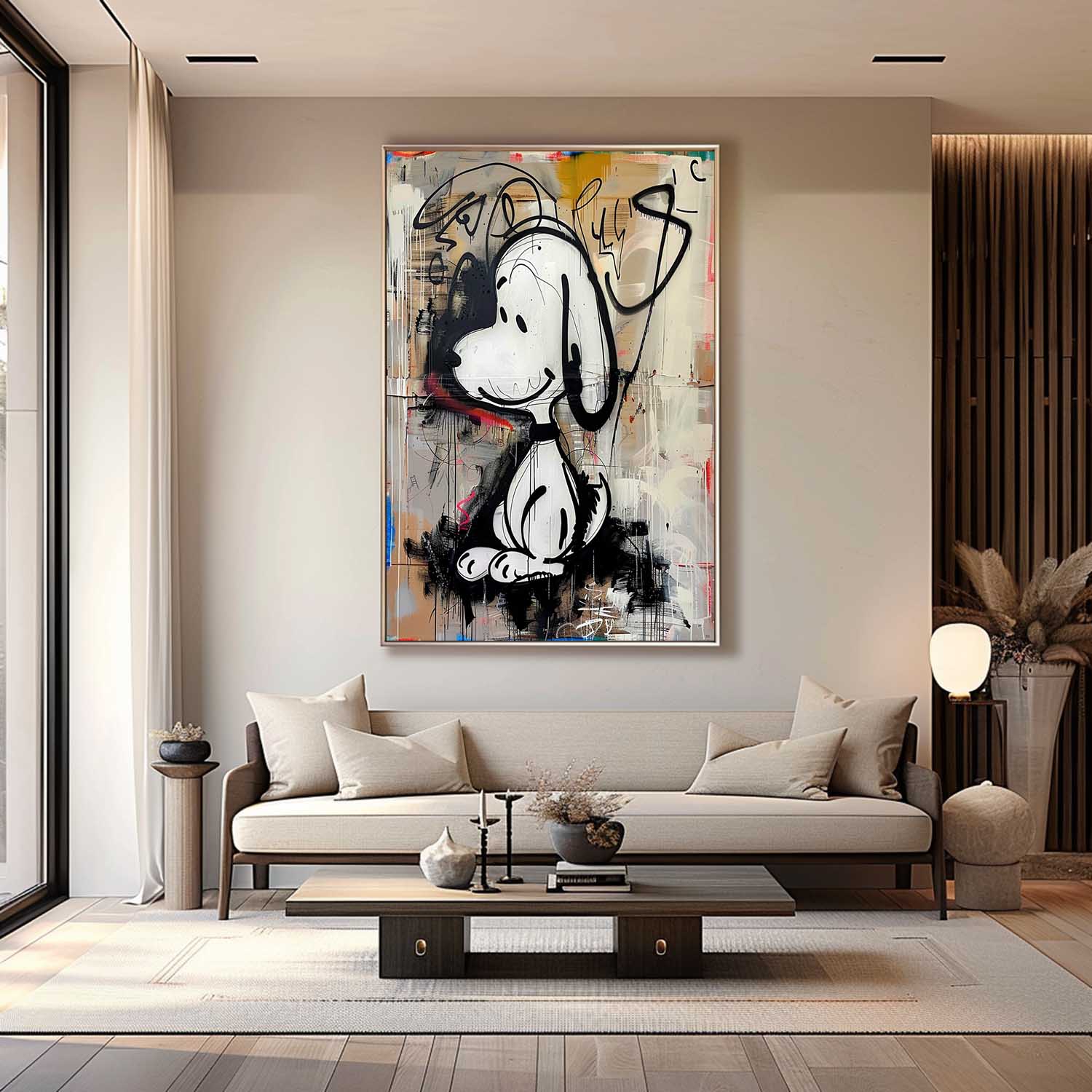 Snoopy Graffiti Art on Canvas Snoopy Wall Art for Kids Room for Sale Colorful Snoopy Graffiti Street Oil Painting